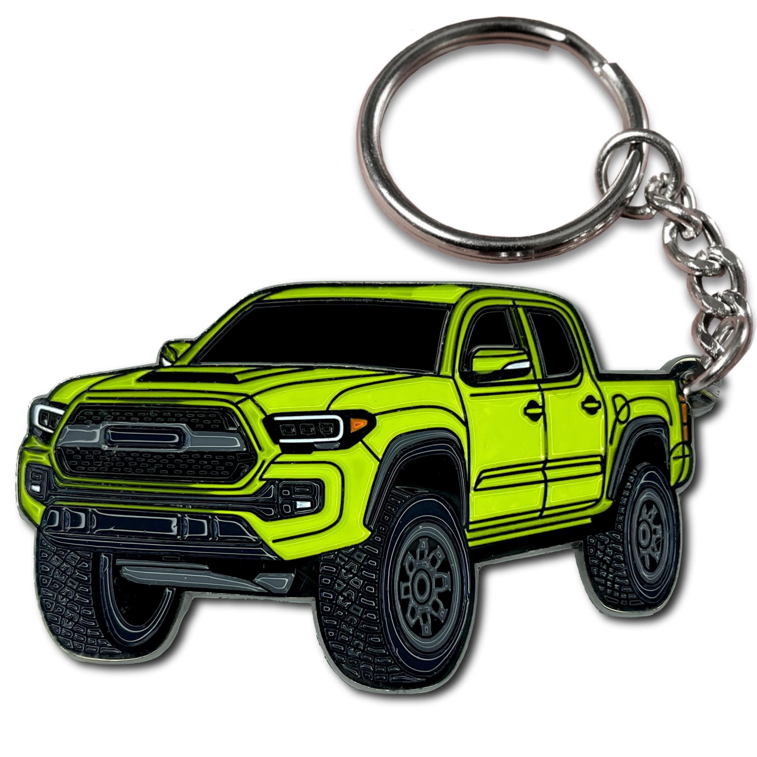 Four Wheel Beast Tacoma Keychain - Tacoma Accessories 2016-2022 Mods Cool Key Chain Fob Cover 3Rd Gen Toy Truck (Lime)
