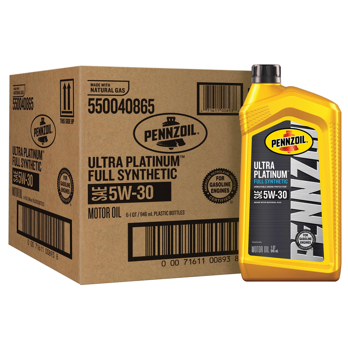Pennzoil Ultra Platinum Full Synthetic 5W-30 Gasoline Engine Oil, 1 Quart (Case of 6)