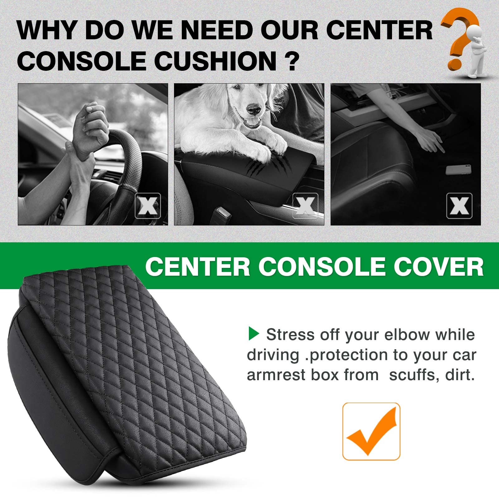 Shademax Toyota 4Runner Center Console Cover, Armrest Cover For Toyota 4Runner Accessories 2010-2023 2024, Center Console Pad Pu Leather Armrest Seat Box Cover Protector With Pockets Storage Bag