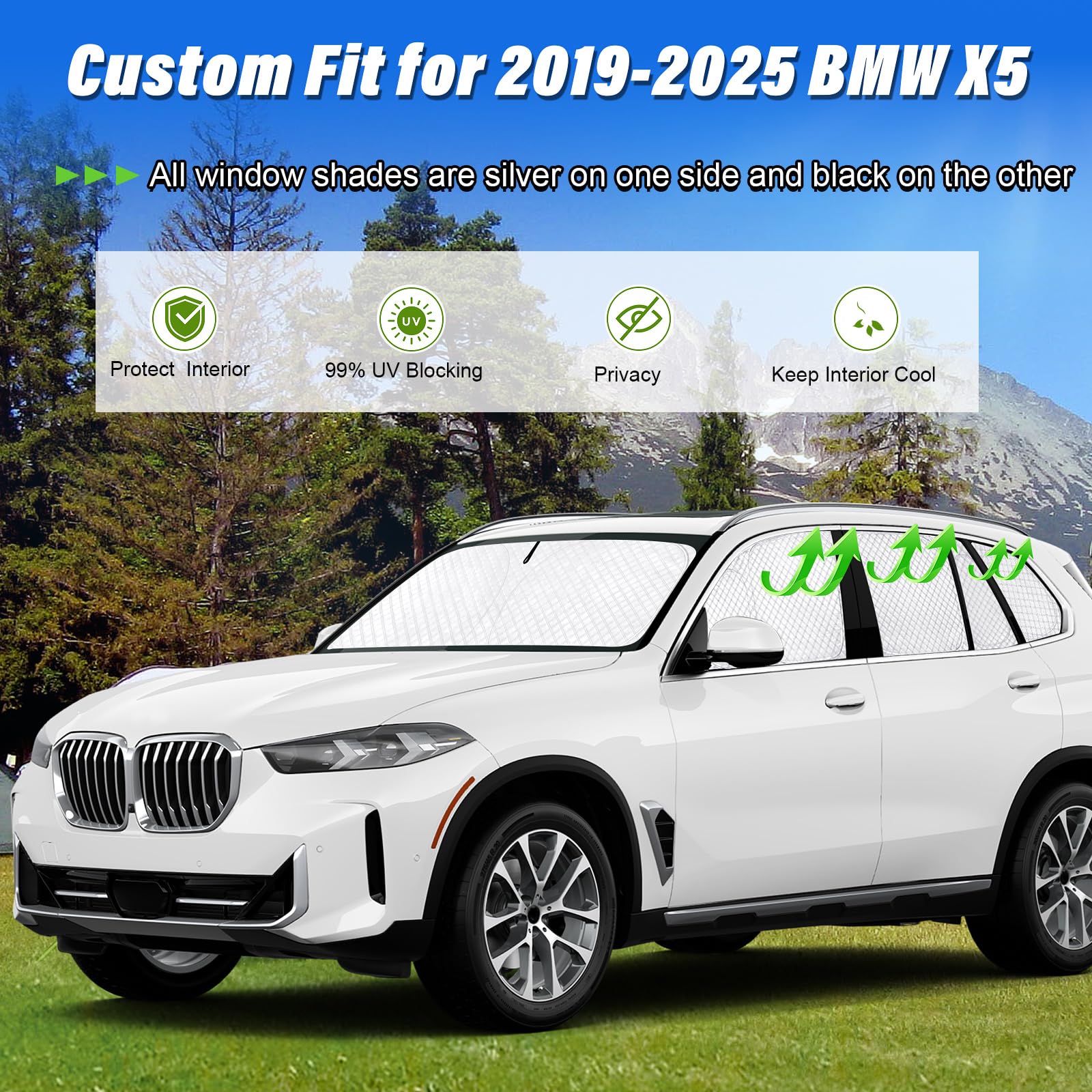 Kmf Full Window Sun Shade Custom Fit For Bmw X5 Accessories 2019-2025, Protecting Privacy Car Window Covers Sunshade For Windshi
