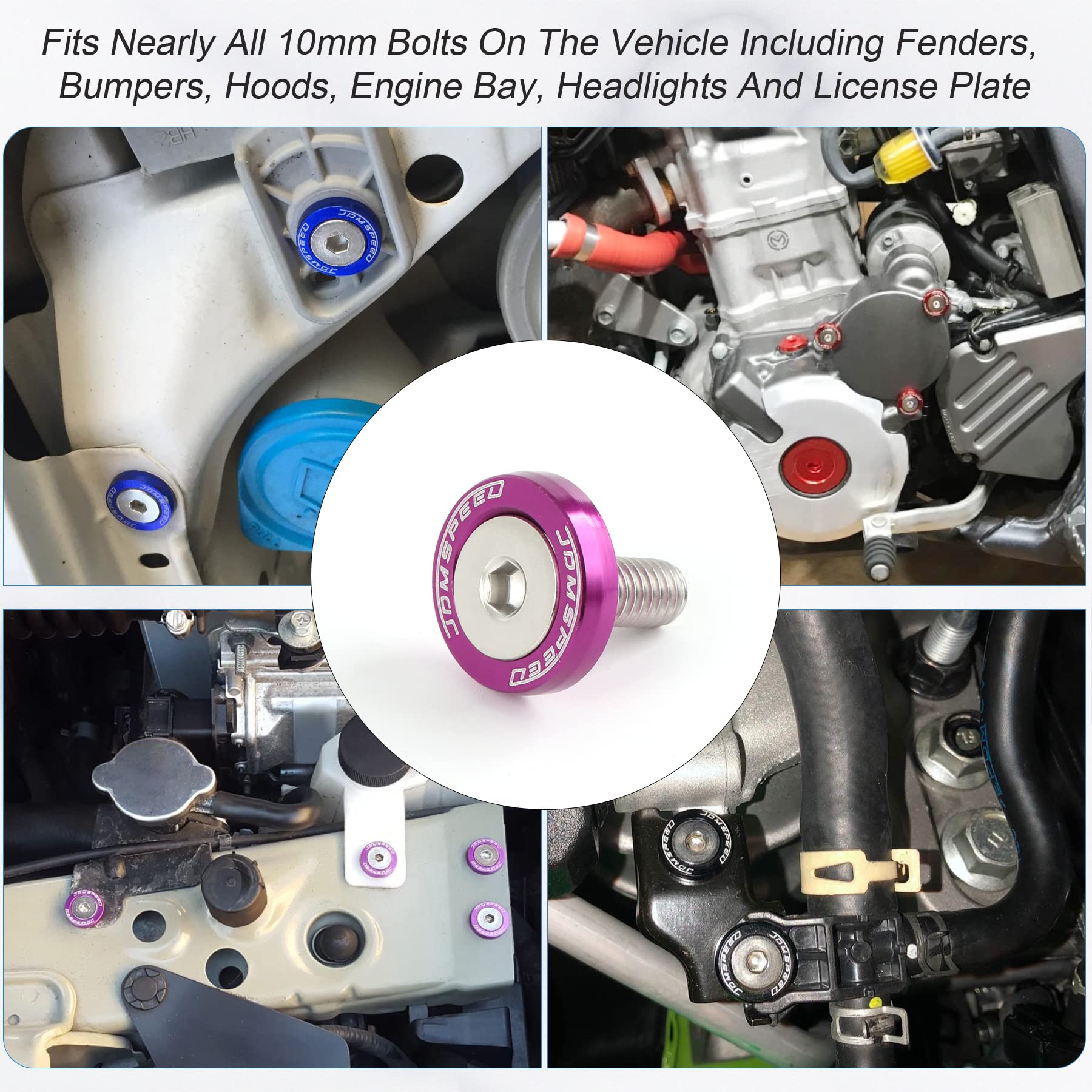 Jdmspeed 20 Pcs Purple Cnc Billet Aluminum Fender Washer Engine Bay Dress Up Kit