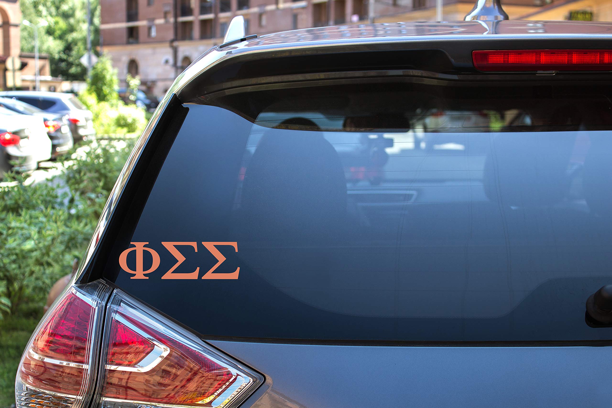 Pro-Graphx Phi Sigma Sigma Greek Sorority Sticker Decal, 2.5 Inches Tall, Coral