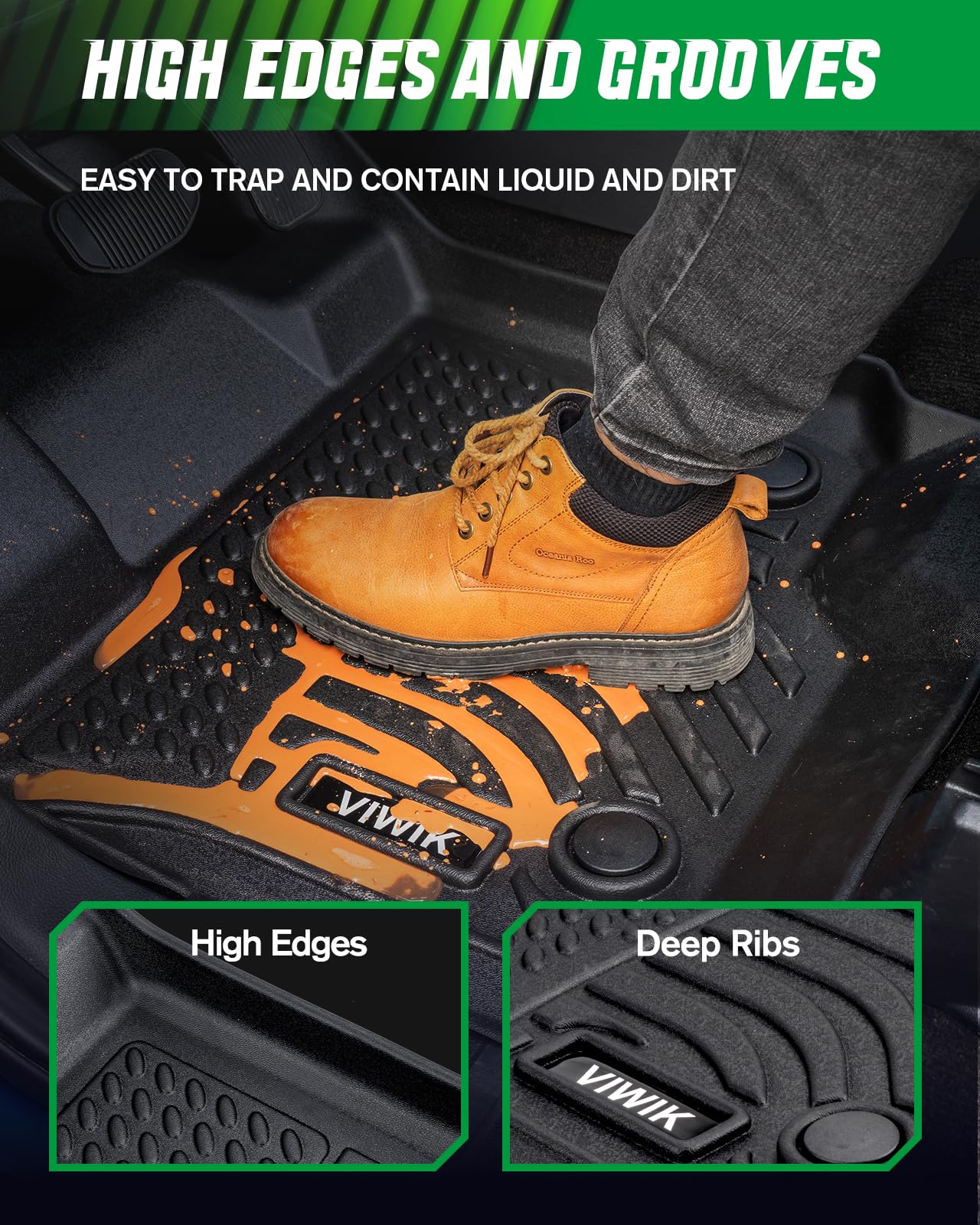 Viwik Floor Mats For Honda Civic 2016-2021 (Not For Plug-In Hybrid),All Weather Floor Mats Accessories Tpe Custom Floor Liners 1