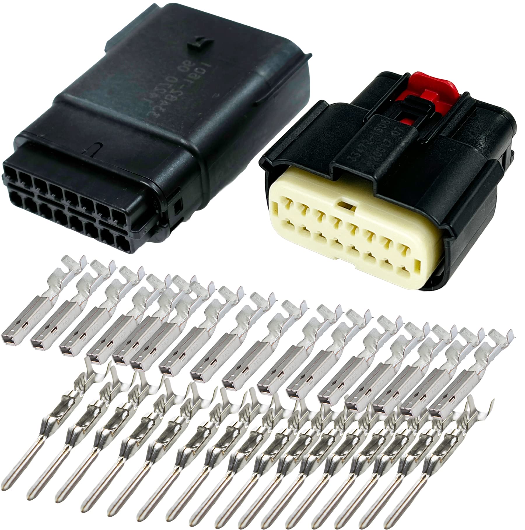 Molex 16 Pin Wire Connector, Harley BLACK Waterproof, Sealed Kit, MX150