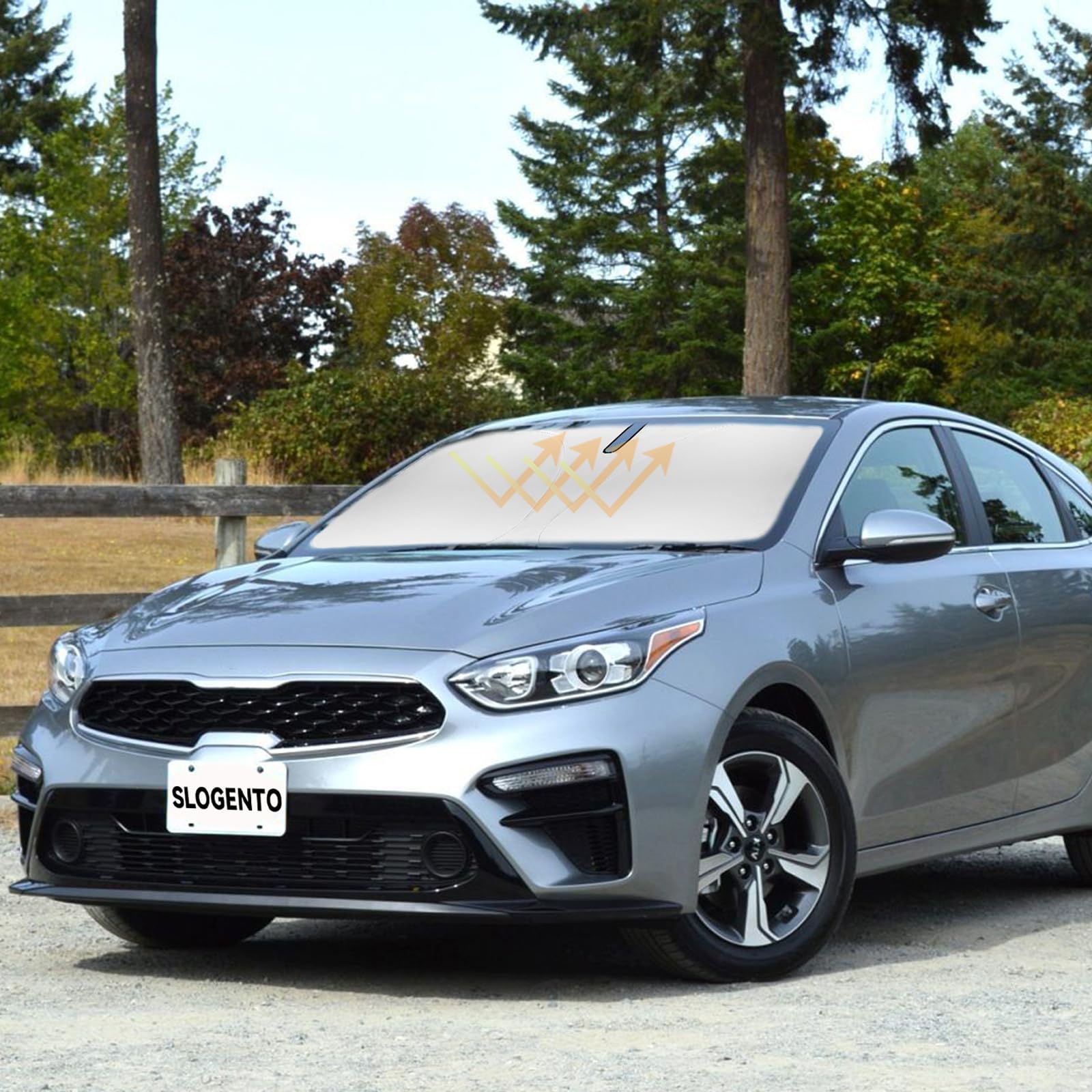 Sun Shade For Forte Windshield Sunshades For 2019-2024 2025 Kia Forte Windshield Cover Foldable Front Window Shields 240T Silver