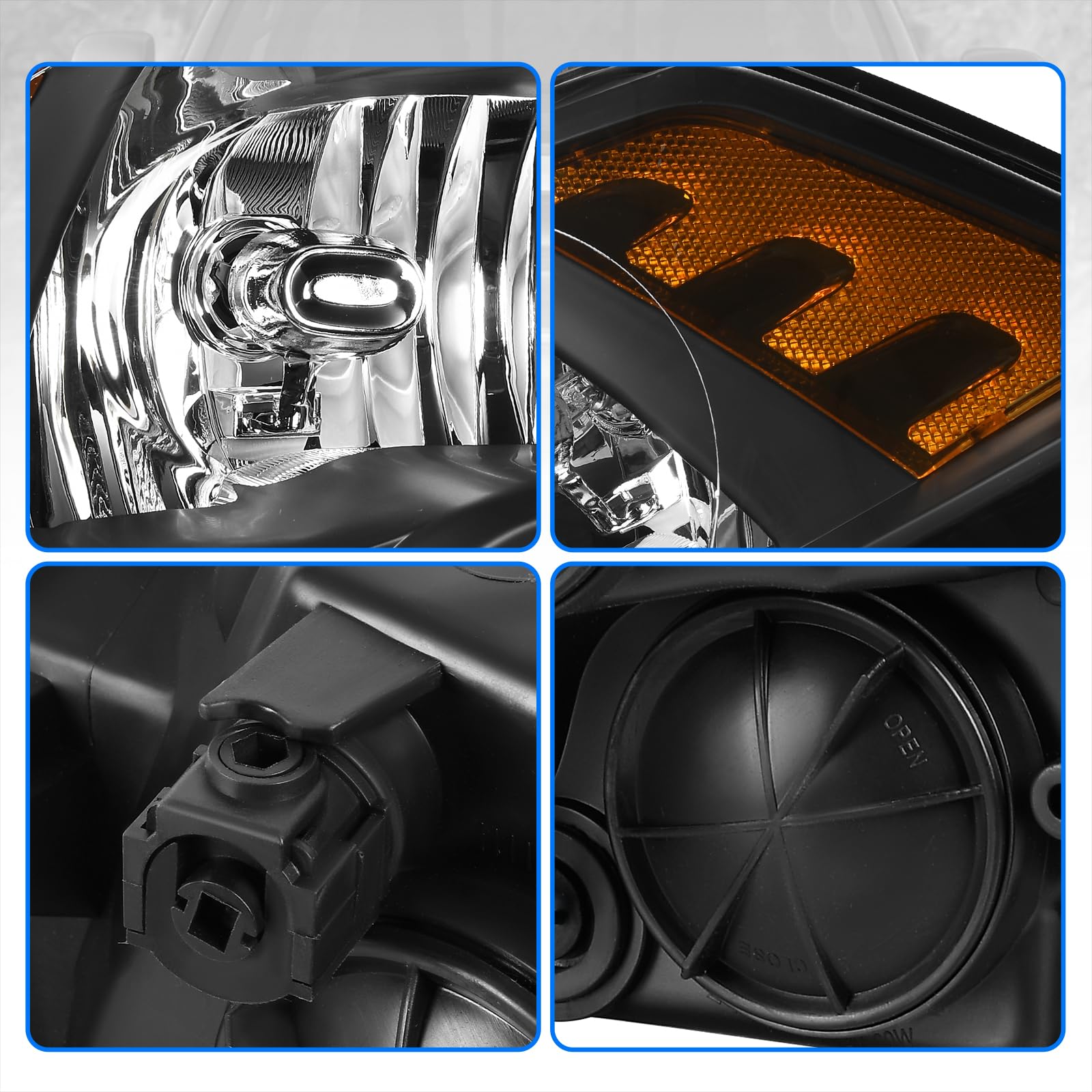 Dwvo Headlight Assembly Compatible With 2009-2018 Dodge Ram 1500 2500 3500/2019-2022 Ram 1500 Classic Pickup Quad Headlamp Repla