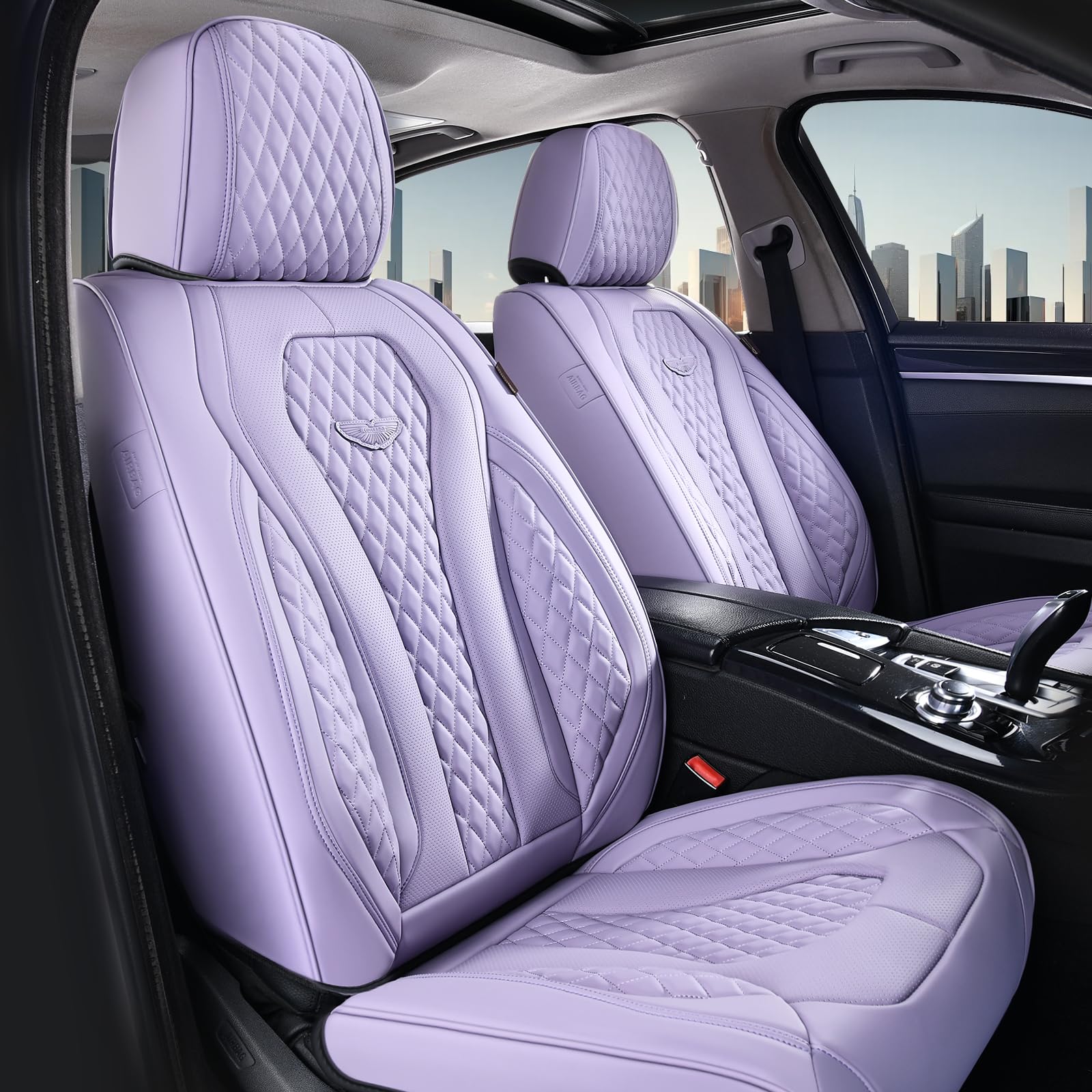 Coverado Car Seat Covers For Front Seats - Purple Luxury Cushion Protector, Leatherette Universal Fit For Most Cars