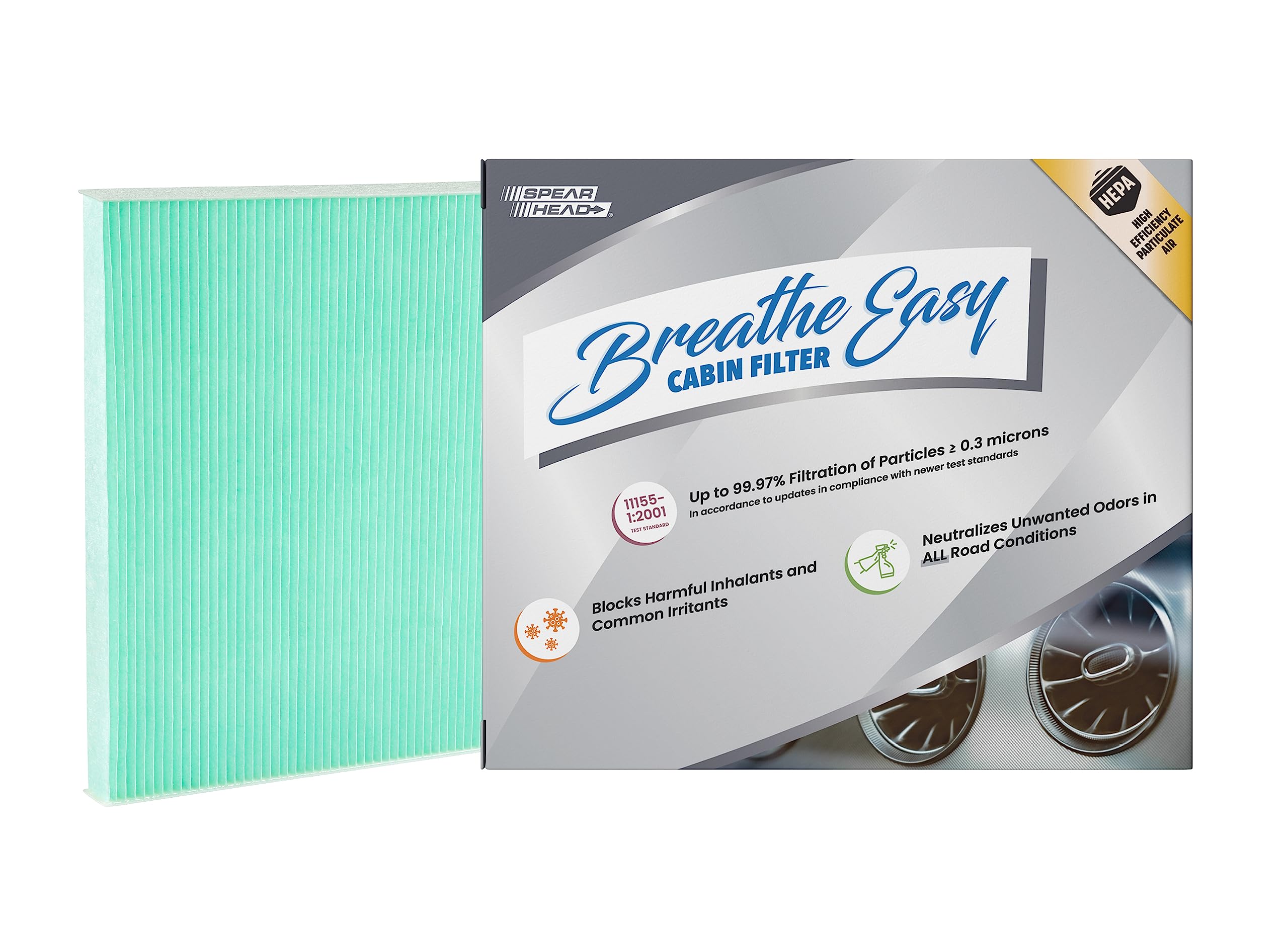 Spearhead Hepa Breathe Easy Cabin Filter, Up To 99.97% Filtration Of 0.3 Micron Particles W/No Airflow Reduction (Be-776H)