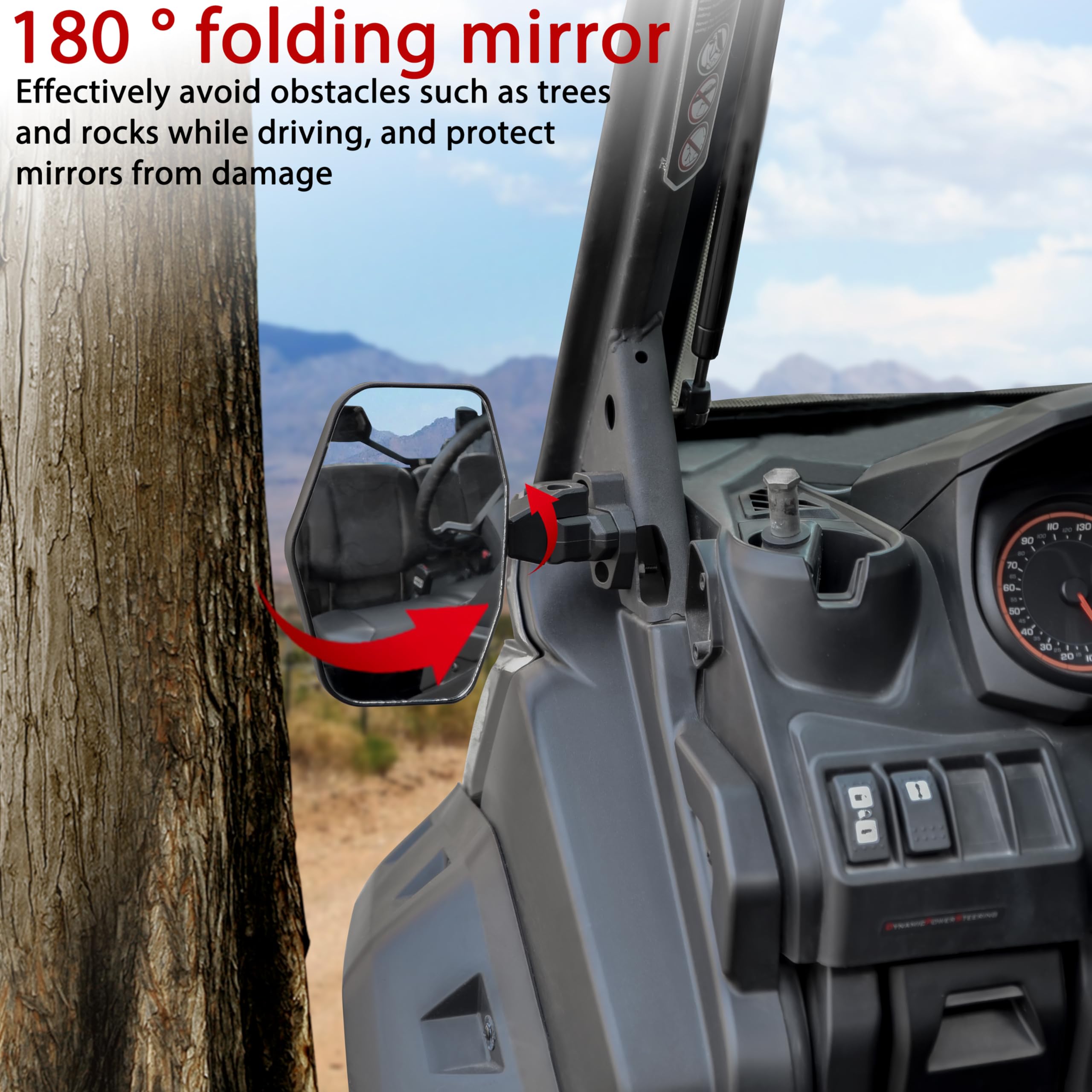 KATIMOTO Side View Mirrors for Can Am Defender 2016-2024, Convex Break Away Rear View Mirrors for Can-Am Defender MAX HD8 HD10 H