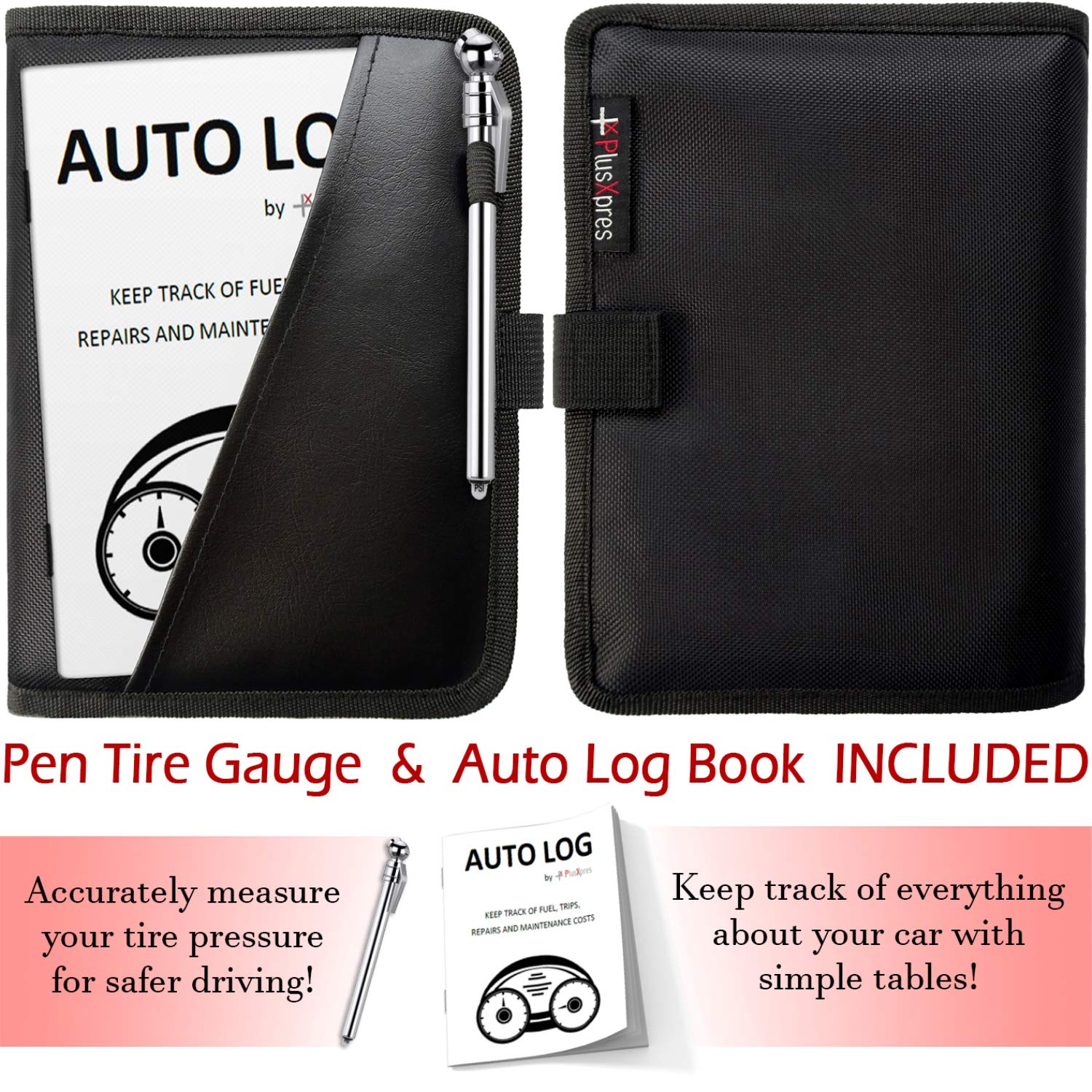 Glove Box Compartment Organizer - Car Document Holder - Owner Manual Case Pouch - Vehicle Storage Wallet For Registration & Insurance Card - Premium Auto Paperwork Holder - Log Book Included - Black