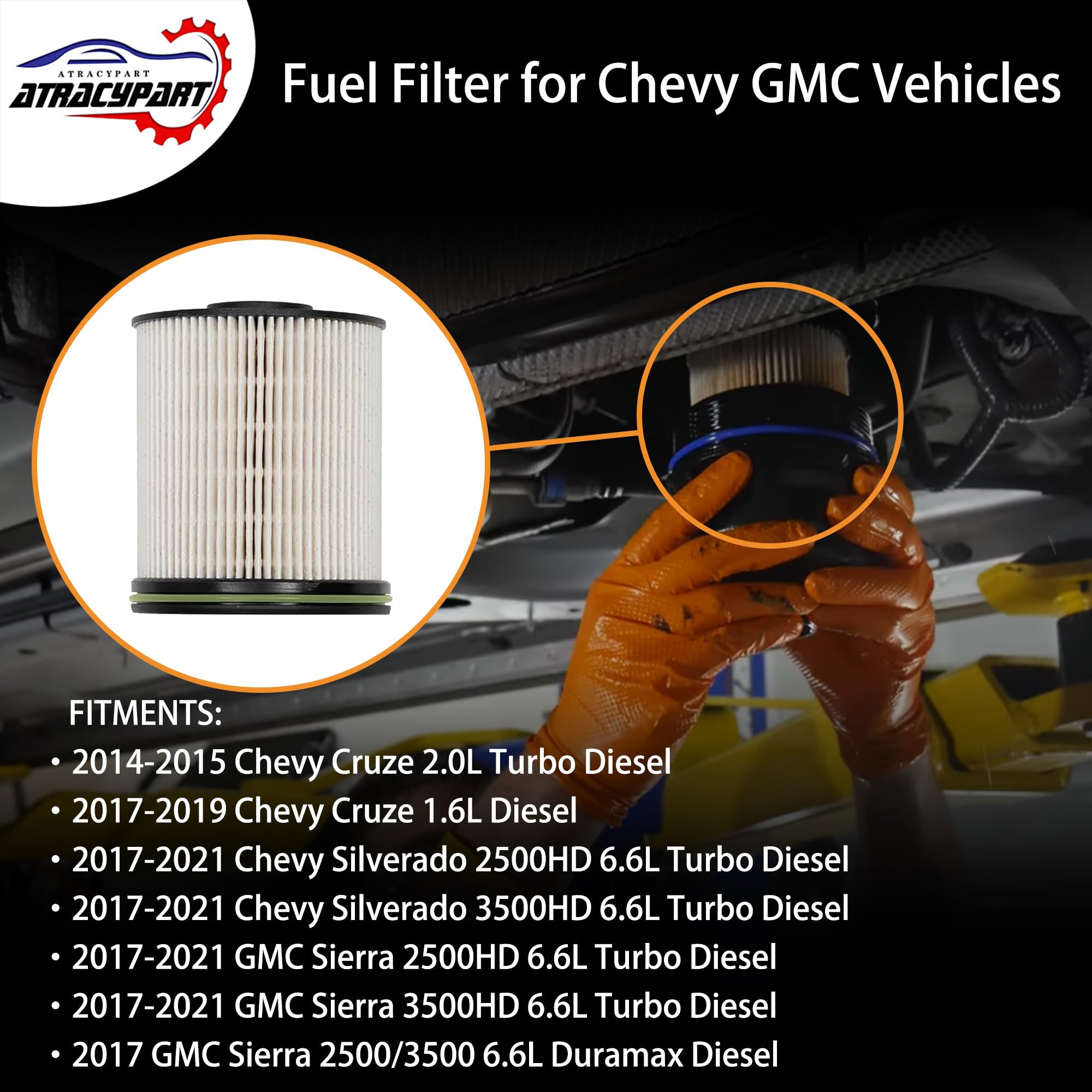TP1015 Fuel Filter for 6.6L Duramax Diesel Compatible with 2017-2021 Chevy Silverado/GMC Sierra 2500HD 3500HD, 2014-2019 Chevy C