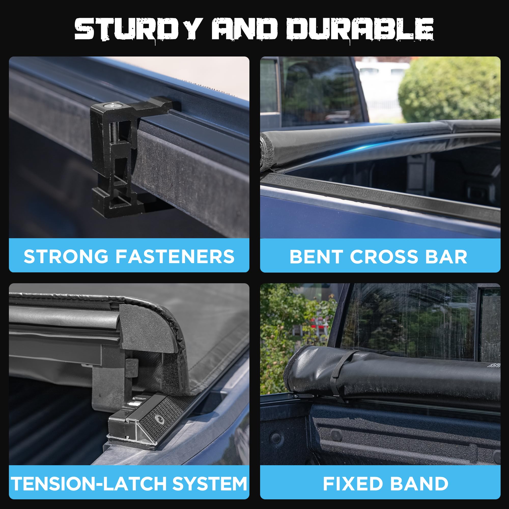 Truck Bed Tonneau Cover Compatible with Ford F150 F-150 2015-2025 8.2 ft Long Box, Soft Roll Up Style