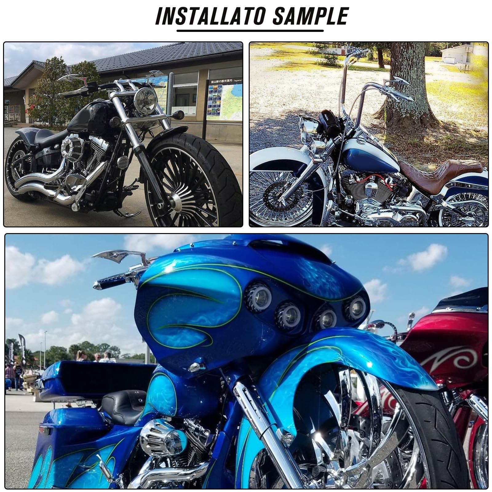Chrome Motorcycle Cruiser Blade Mirrors For Harley Davidson Street Glide Flhx