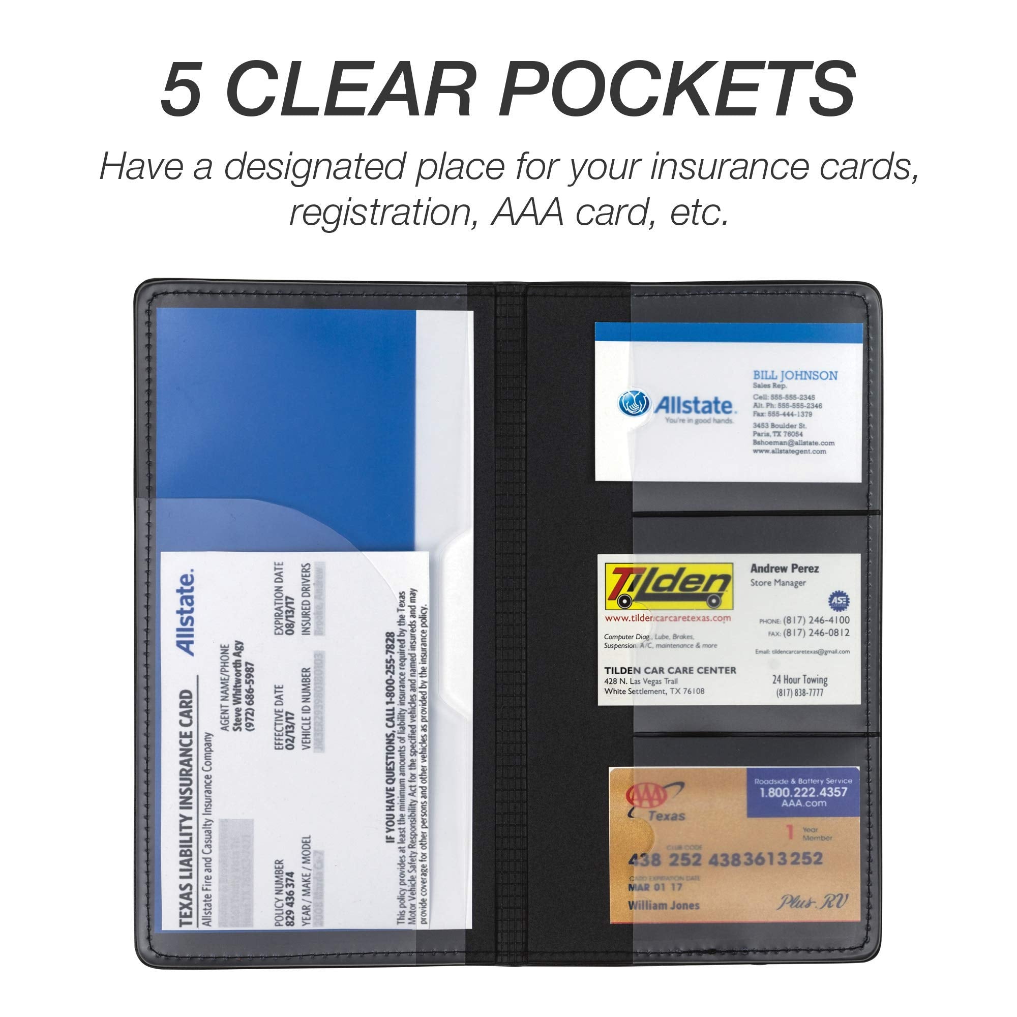 Samsill 2 Pack Car Registration and Insurance Holder, Essential Vehicle Glove Box Organizer, Vehicle Document Holder, Faux Leath