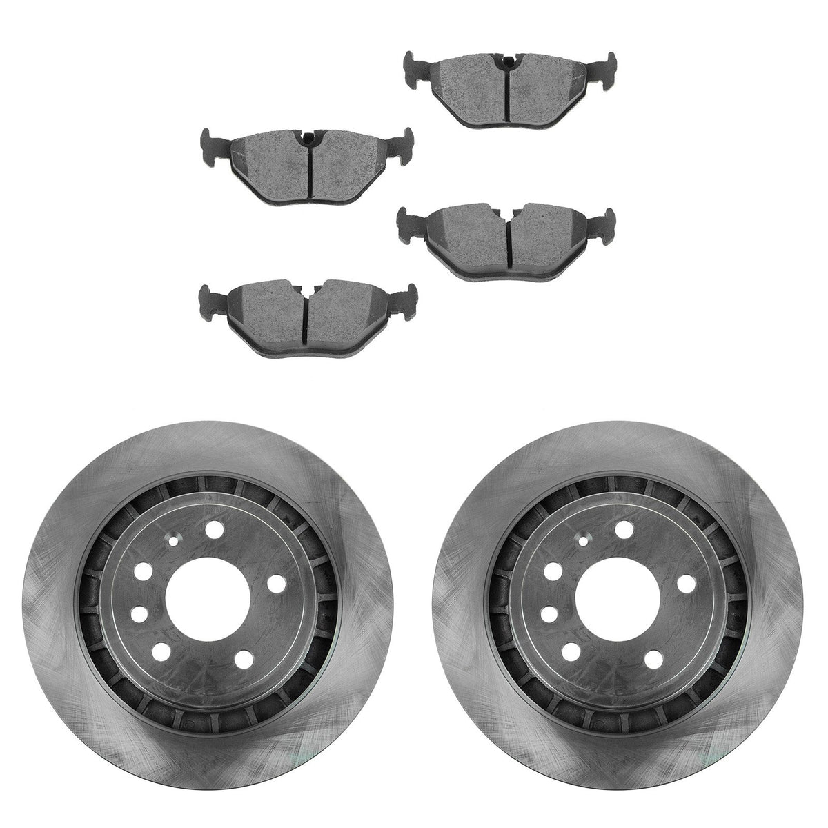 TRQ Rear Brake Pad & Rotor Kit Brake Pads Brake Rotor Ceramic Compatible with 2002-2009 Saab 9-5