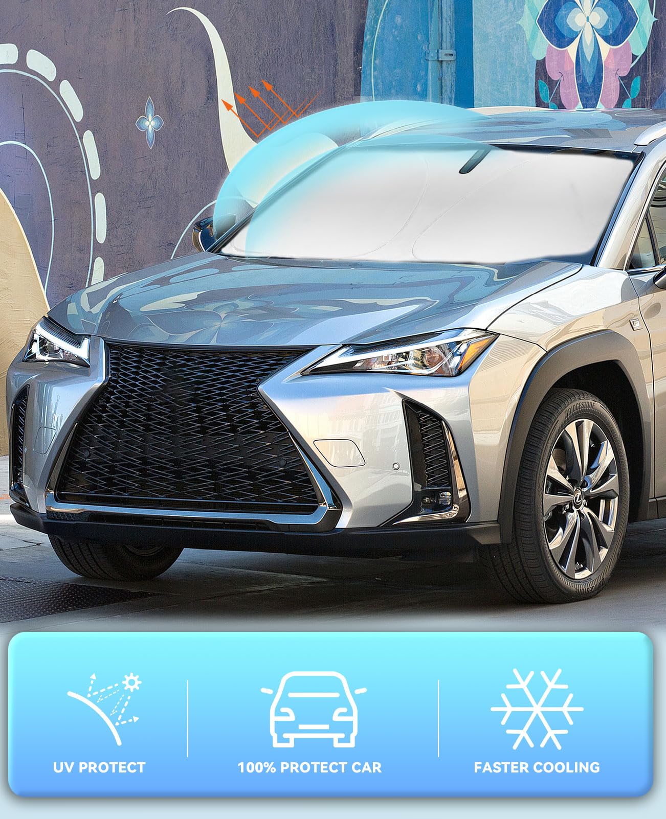 Sun Shade For Ux Windshield Sunshades For 2019-2023 2024 2025 Lexus Ux Suv Windshield Cover 240T Double Layer Front Window Shiel