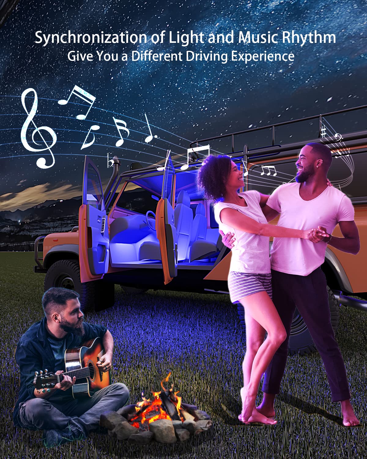 Keepsmile Interior Car Lights Accessories App Control With Remote Music Sync Color Change Rgb Under Dash Car Lighting With Usb C