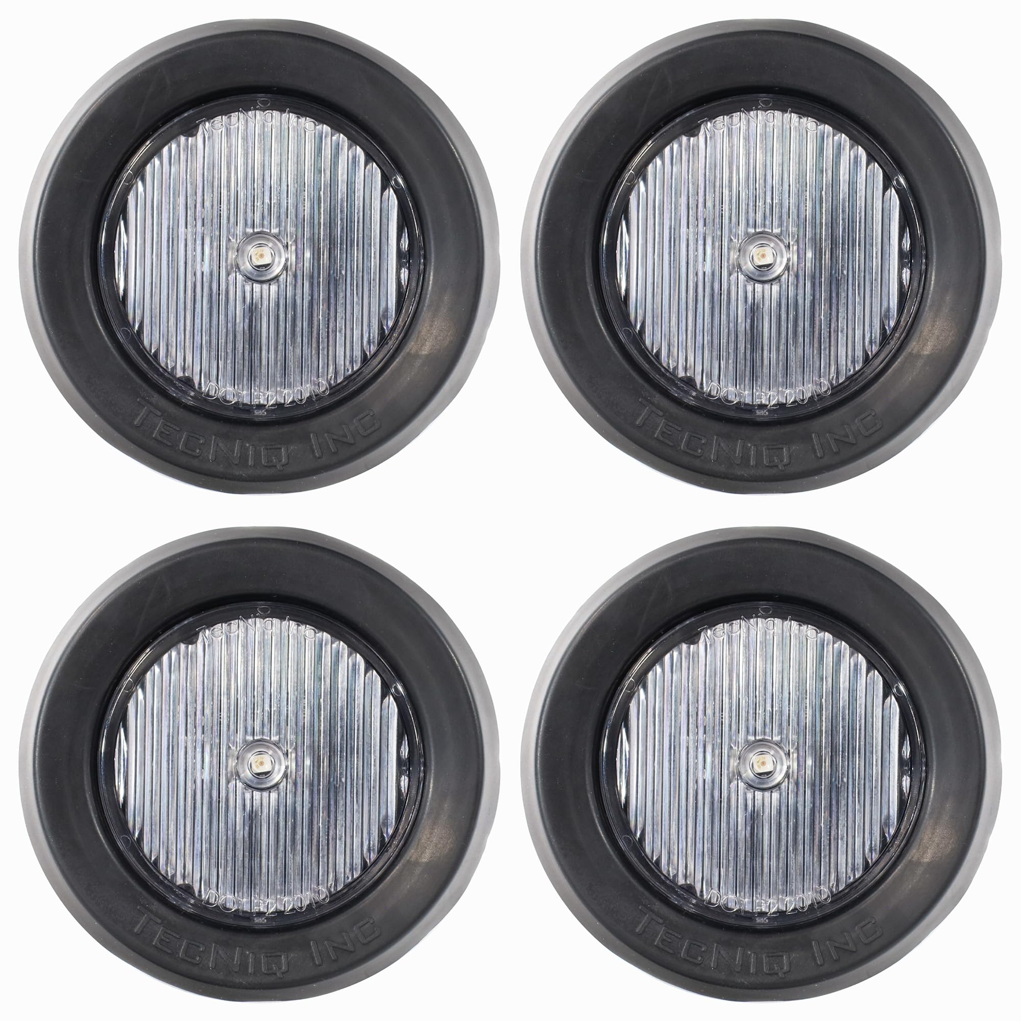 TecNiq S30-AC04-6 | 2 Round Amber LED Low-Profile Side Marker Light - Clear Lens, DOT Approved, IP68 Waterproof, Grommet Mount -