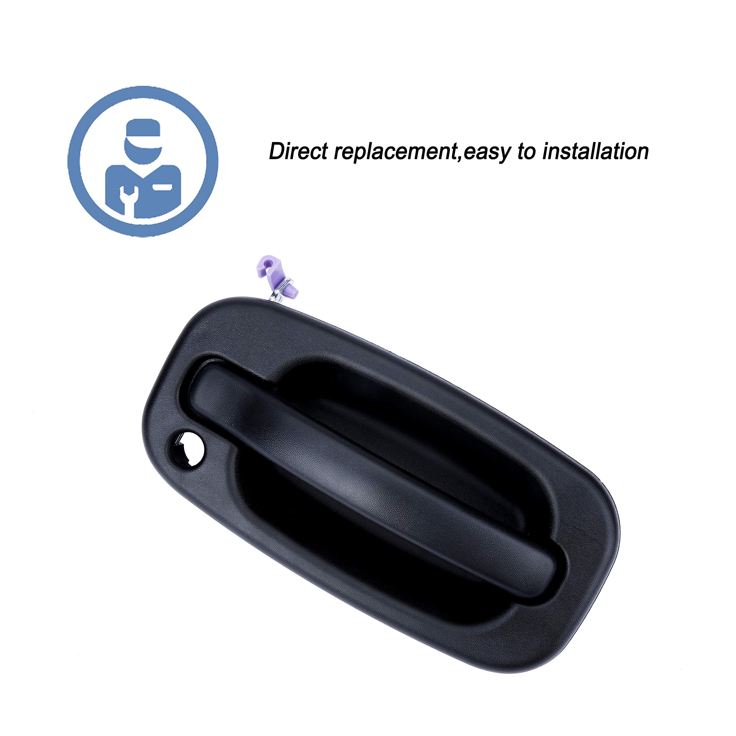 ONER Left and Right Pair of Black Exterior Door Handles, Fit for 1999-2007 Chevy Silverado,GMC Sierra 2002-2006 Cadillac Escalad