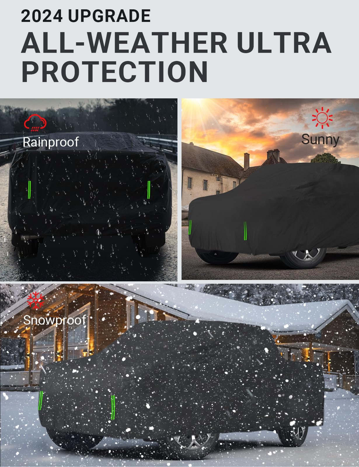 Proadsy 2025 Upgrade Car Cover Compatible With Ford Bronco 4 Door 2021-2024 2025 Windproof All Weather Waterproof Sun Rain Uv Dust Snow Protection Outdoor Covers