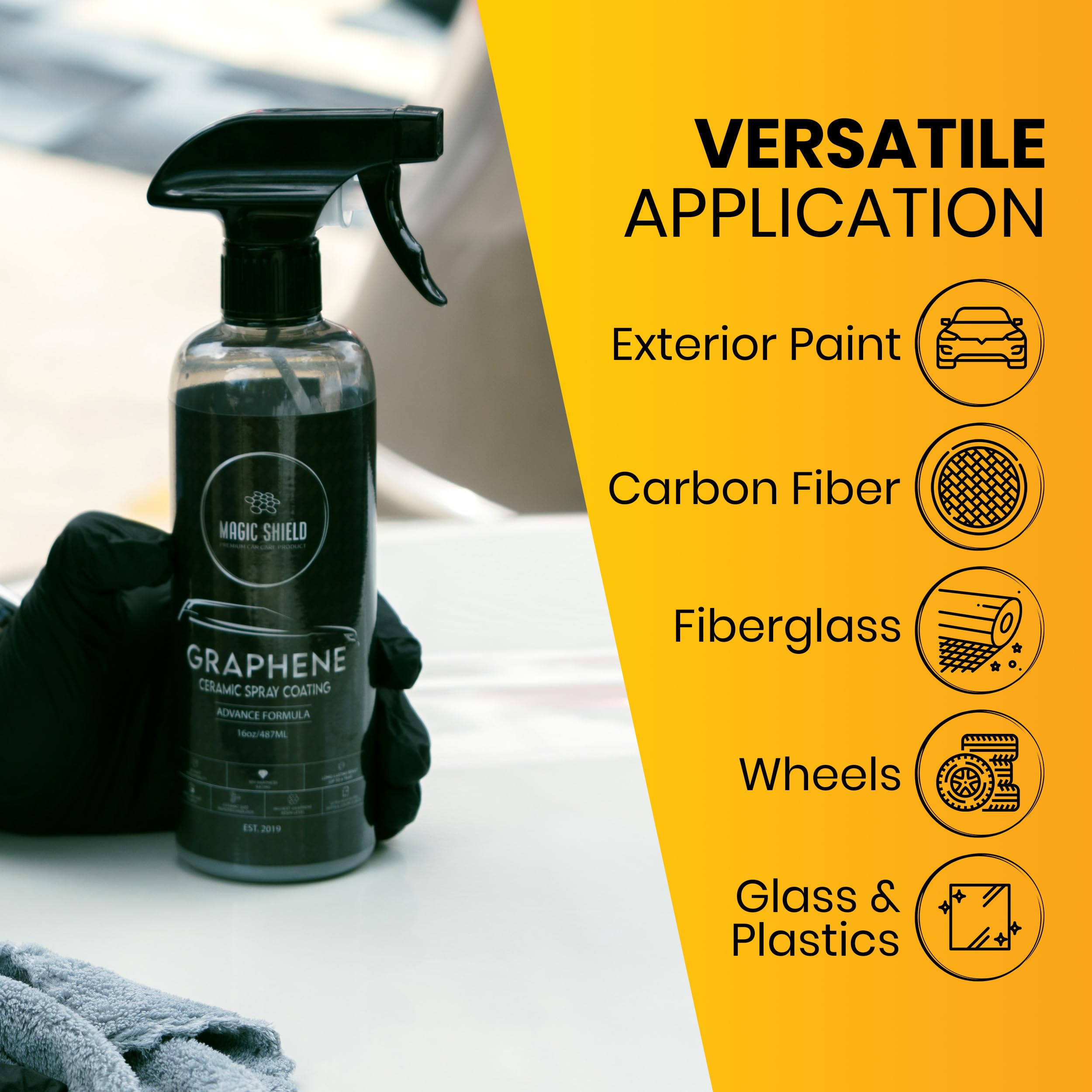 Magic Shield Graphene Ceramic Spray Coating - Last So Long! Quick & Easy For Cars, Motorcycles, Boats & More - Professional-Grad