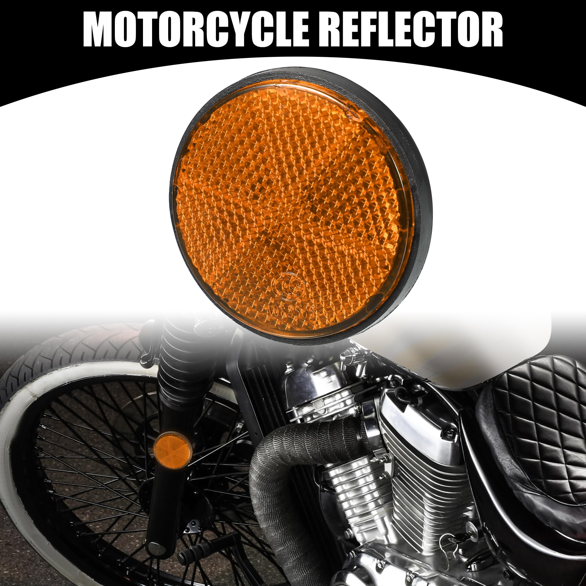 Partuto 6Pcs 2.20'X0.31' Universal Reflector - Round Motorcycle Bike Safety Reflector Increase Visibility And Safety On The Road - Plastic Orange