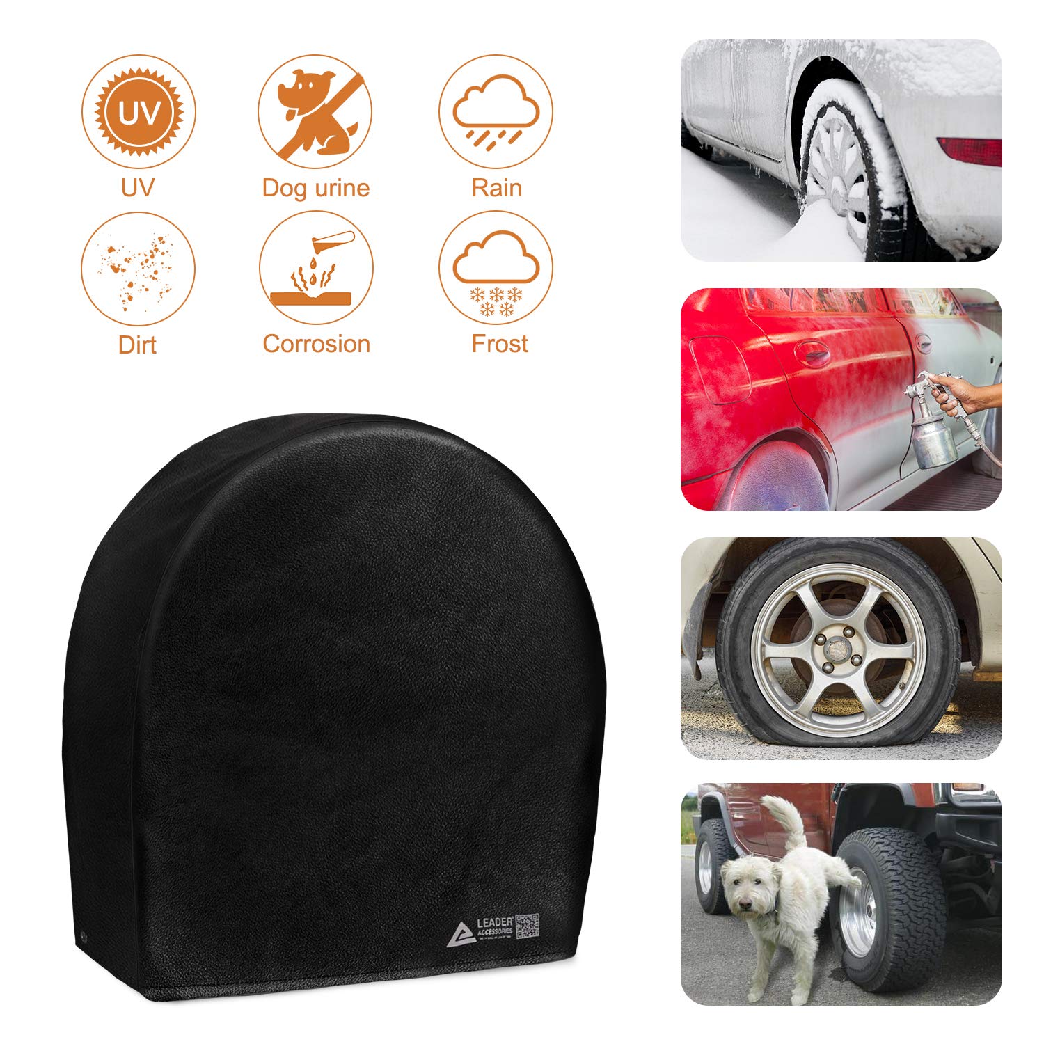 Leader Accessories Tire Covers (4 Pack) - Heavy Duty Waterproof Wheel Protectors For Truck, Suv, Jeep, Camper,Trailer, Rv - Univ