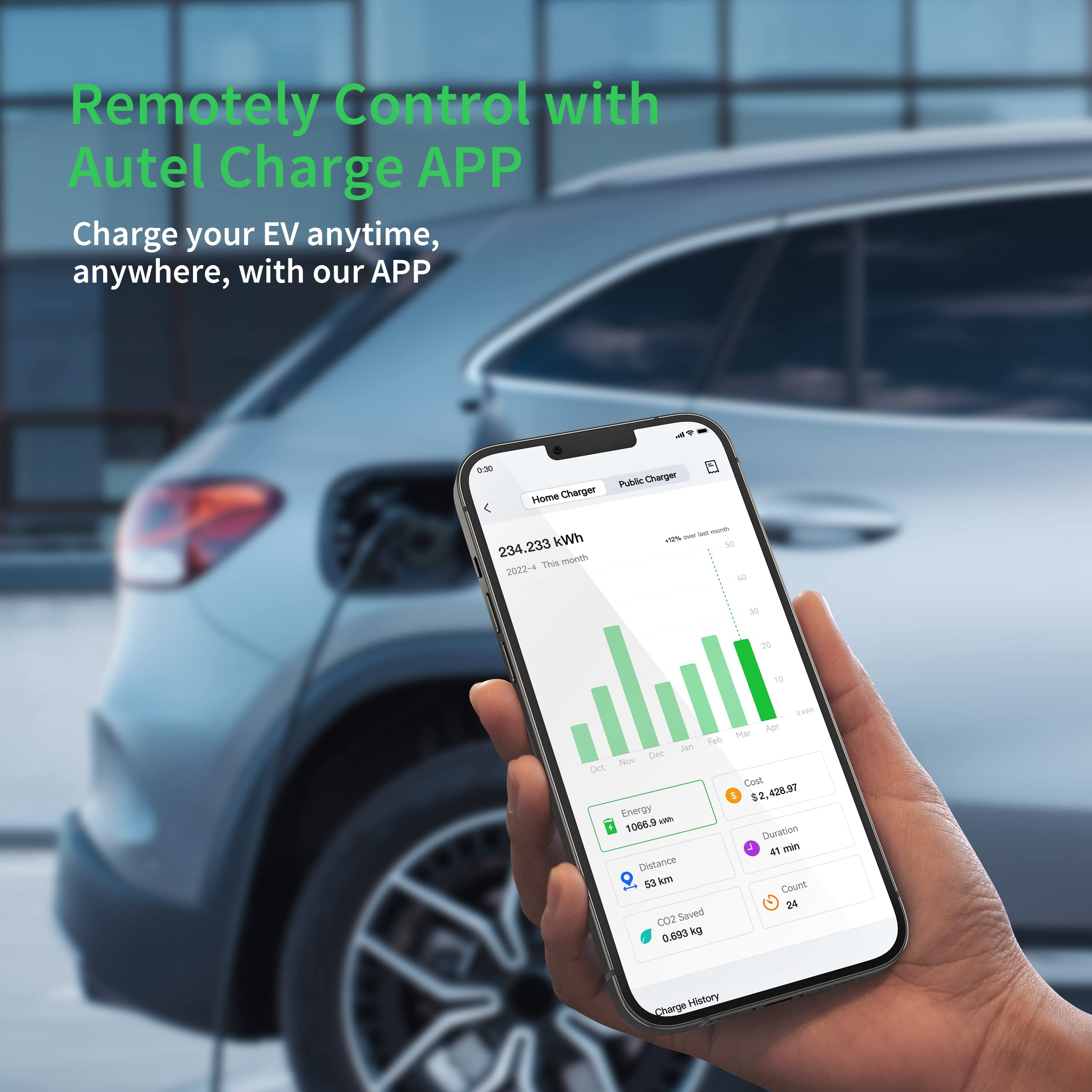 Autel Maxicharger Home Electric Vehicle (Ev) Charger, Up To 50 Amp, 240V, Level 2 Wifi And Bluetooth Enabled Evse, Hardwired, In