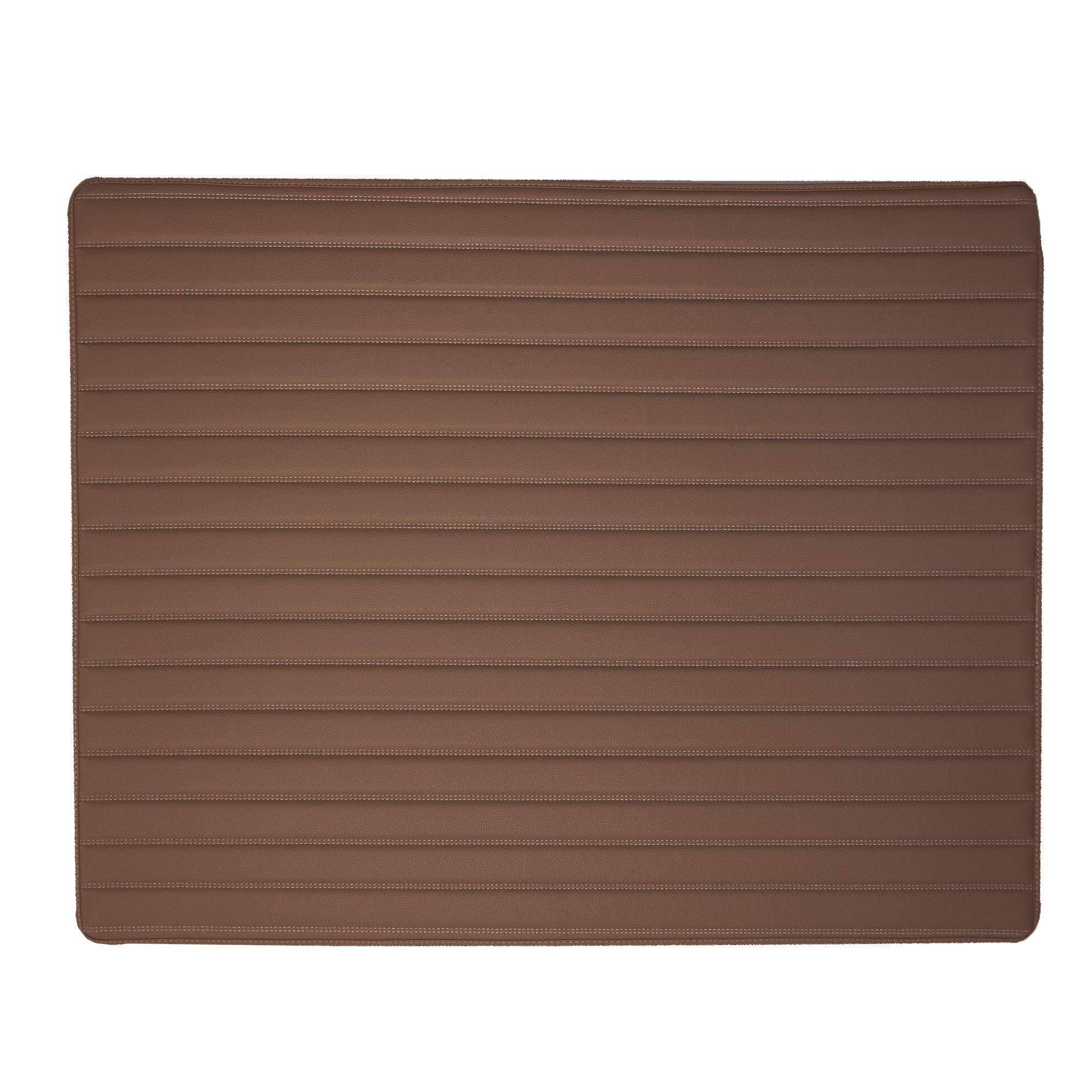 Fh Group F16500 Deluxe Heavy-Duty Faux Leather Multi-Purpose Cargo Liner, Striped, 32   , Brown Color- Fit Most Car, Truck, Suv,