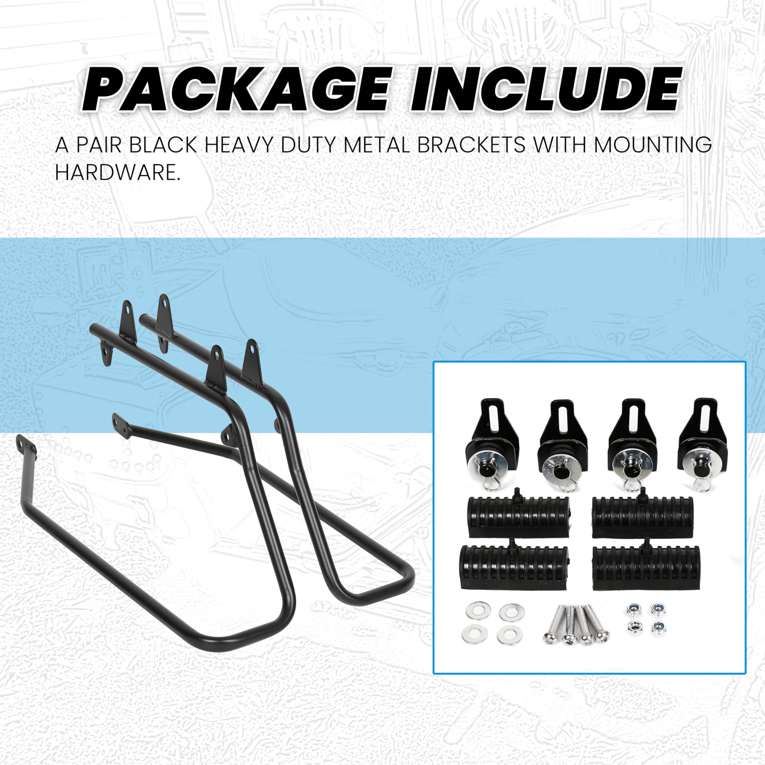 Saddlebag Conversion Brackets Compatible With 1984-2013 Harley Davidson Softail W/Hardware (Except For Deuce Models) Black