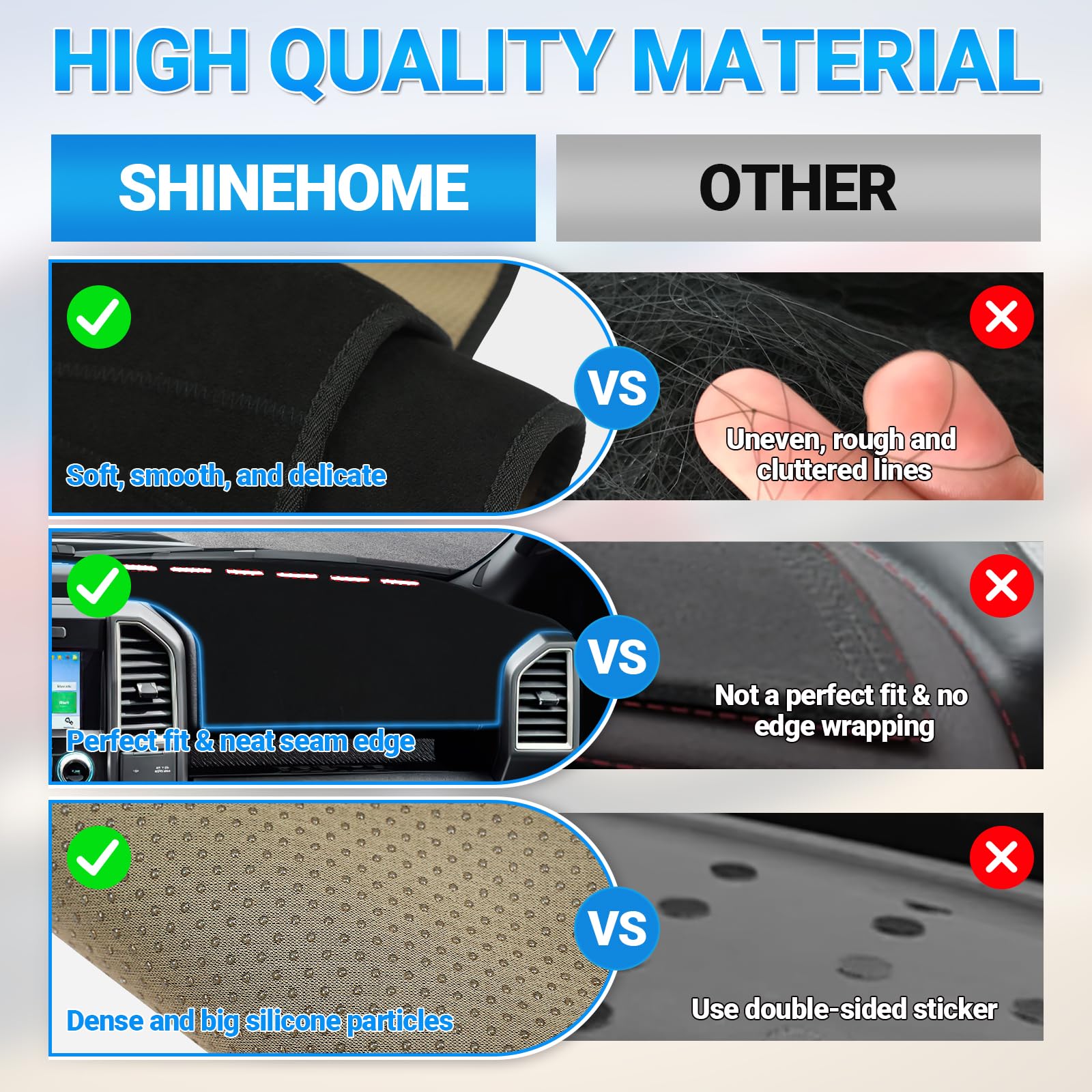 Shinehome Dashboard Cover Dash Mat Compatible With 2015 2016 2017 2018 2019 2020 Ford F150 Dash Covers Interior Dash Board Acces