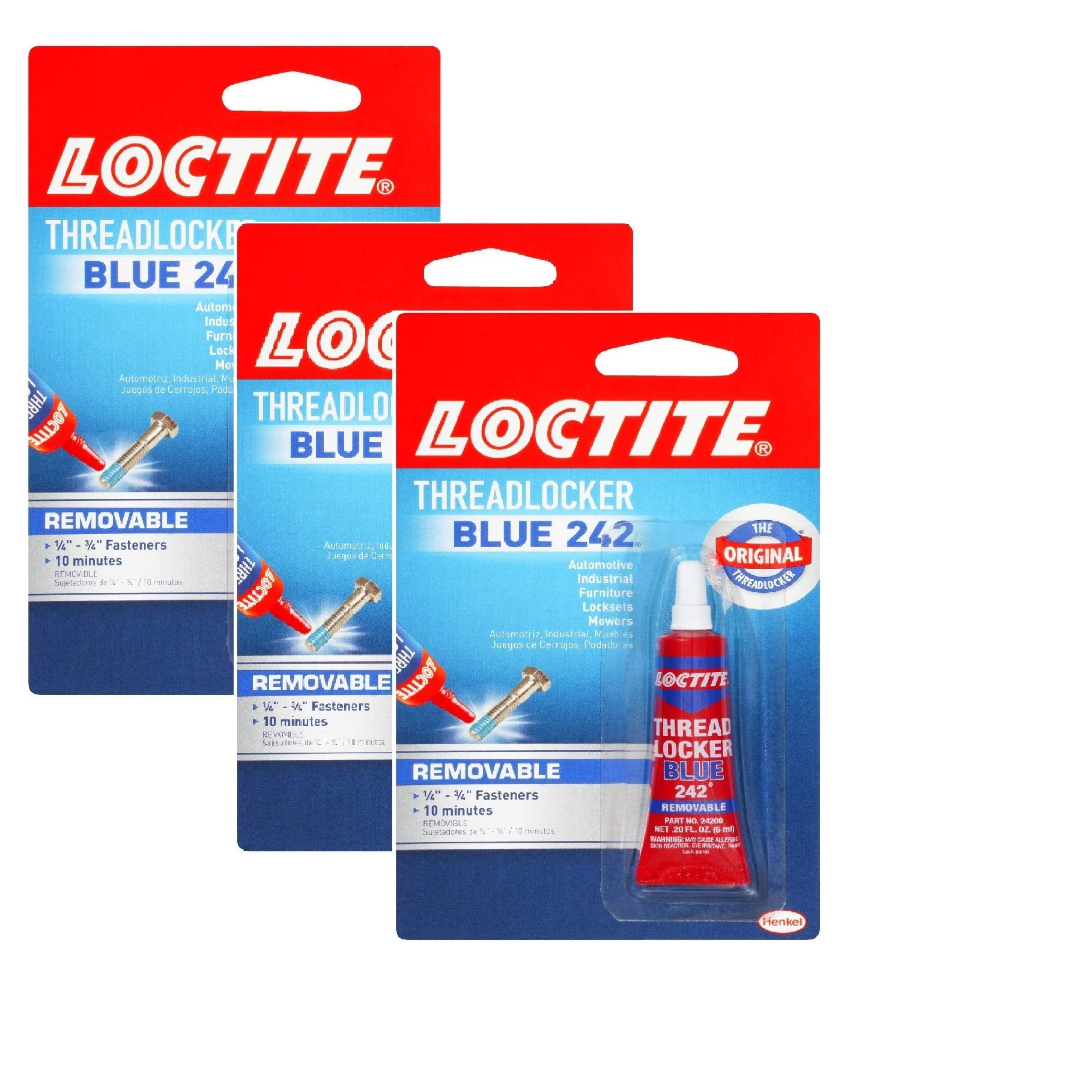 Loctite Threadlocker Tubes (3 Pack, Blue)