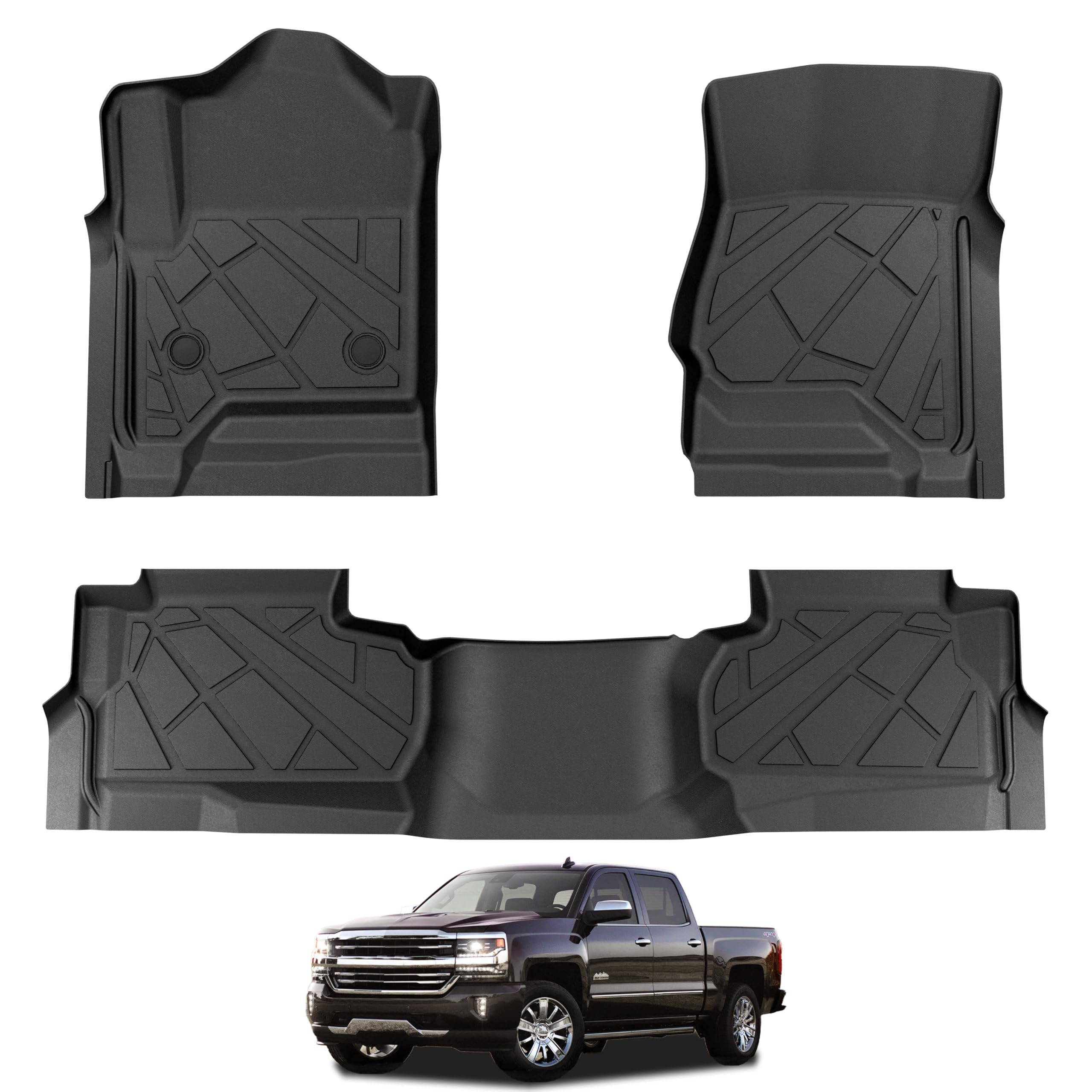 Karpal Floor Mat Fit For 2014-2019 Chevrolet Silverado/Gmc Sierra 1500(19 Ld Only), 2015-2019 Silverado/Sierra 2500/3500 Double