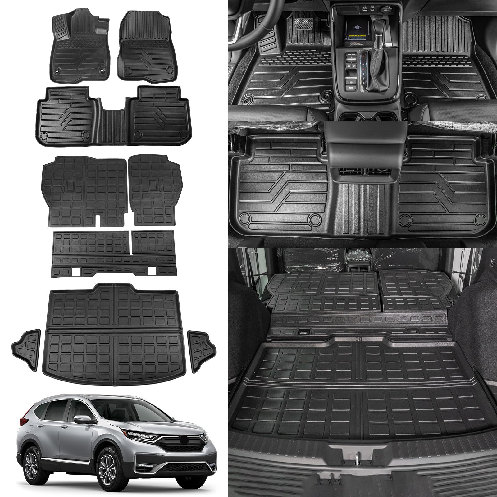 Rongtaod Floor Mats Compatible With 2023 2024 2025 Honda Crv Trunk Liner Cargo Liner Cargo Mat Back Seat Cover Protector Cr-V Ac