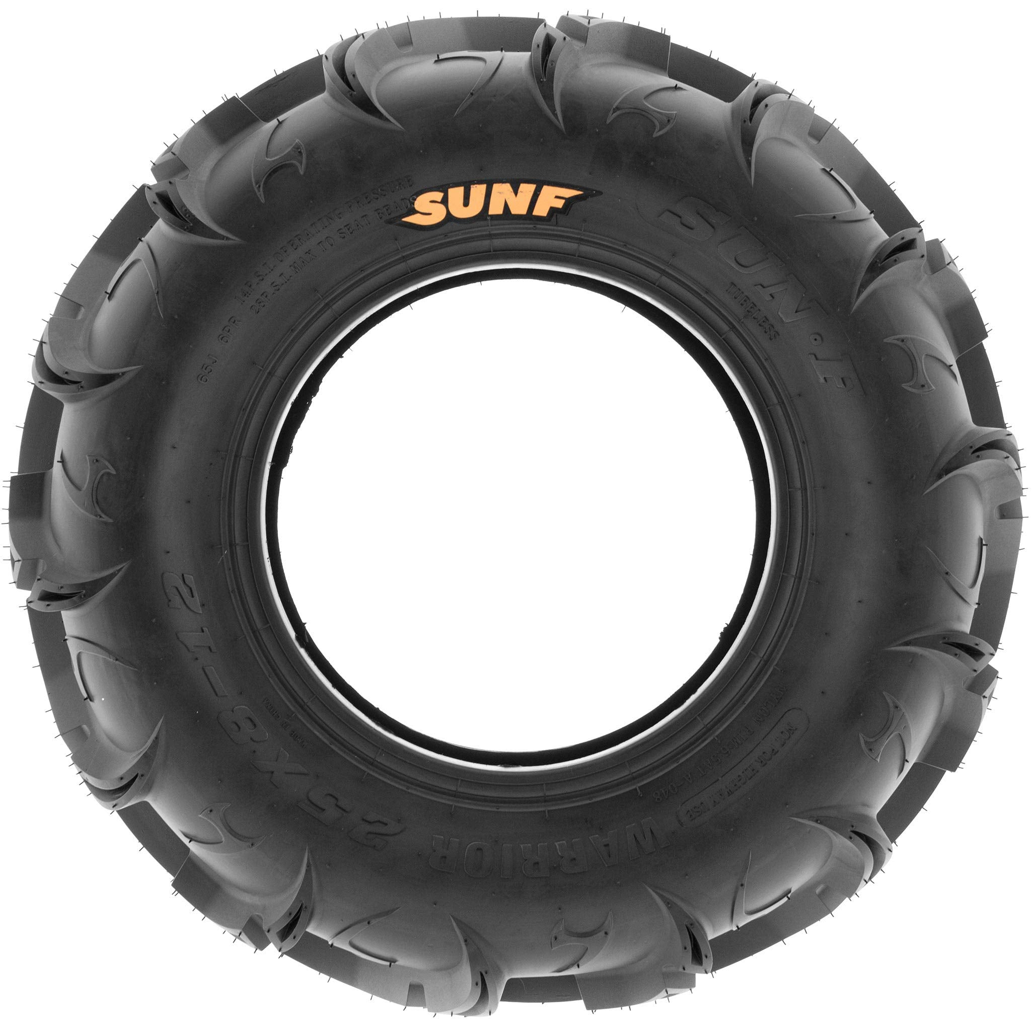 Set Of 4 Sunf Warrior At Mud & Trail 25X8-12 Front & 25X10-12 Rear Atv Utv Off-Road Tires, 6 Pr, Tubeless A048
