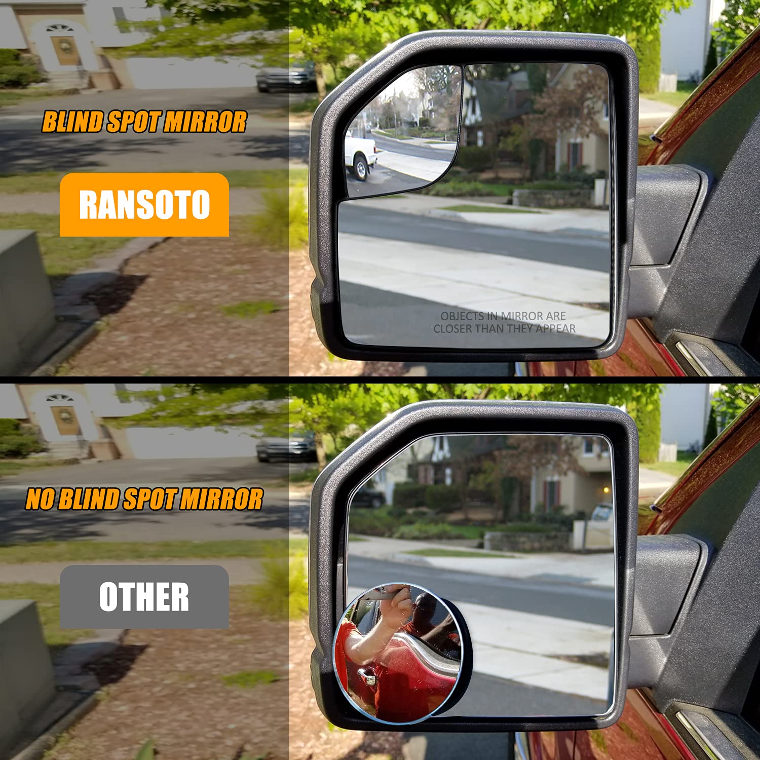 RANSOTO F150 Mirror Glass Right Blind Spot Passenger Side Heated Compatible with Ford F-150 2015 2016 2017 2018 2019 2020 Replac