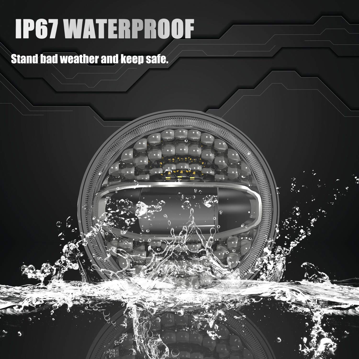 SUNPIE 5D 7 inch LED White Amber Head light Compatible with H_arley Street Glide/Tri Glide, Compatible with Electra Glide, Compa