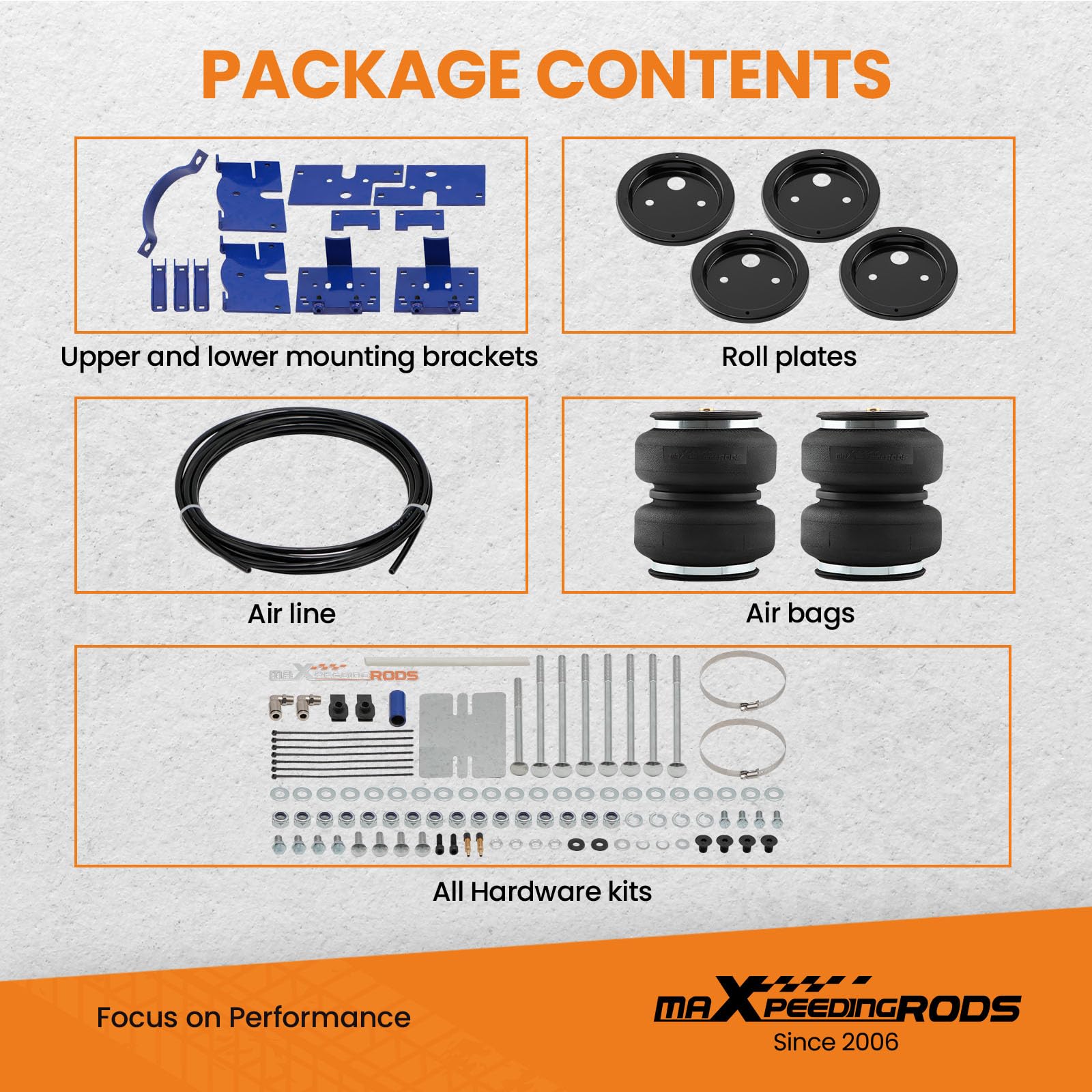 Maxpeedingrods Rear Air Suspension Bags Kit 5000 Lbs For Ford F-150 2004-2014 4Wd Air Helper Spring Kitv W/Internal Jounce Bumper