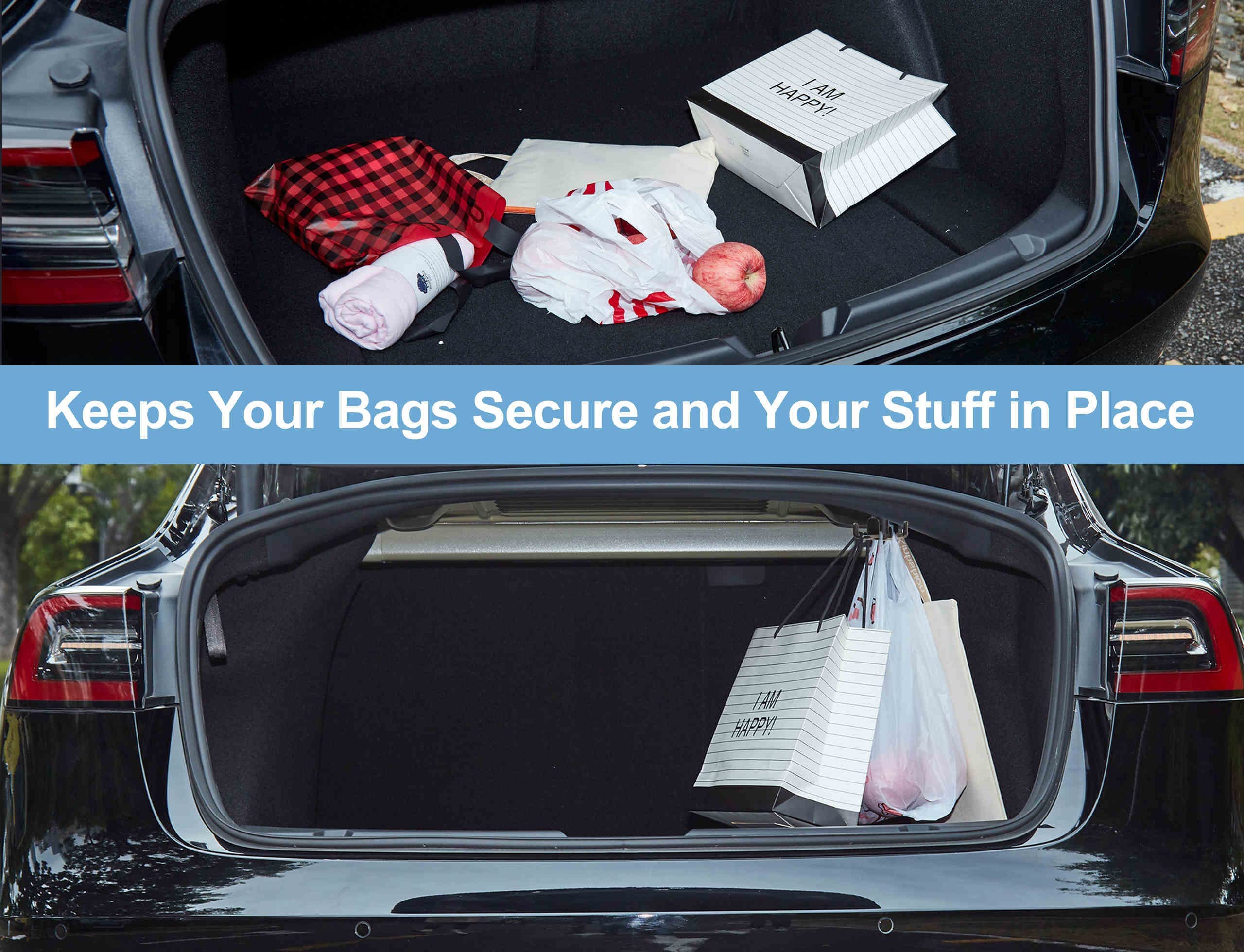 Aoditeck Model 3 Trunk Hook Aluminum Trunk Grocery Bag Hook For 2016-2025 Tesla Model 3 Metal Tote Grocery Bag Holder, Interior