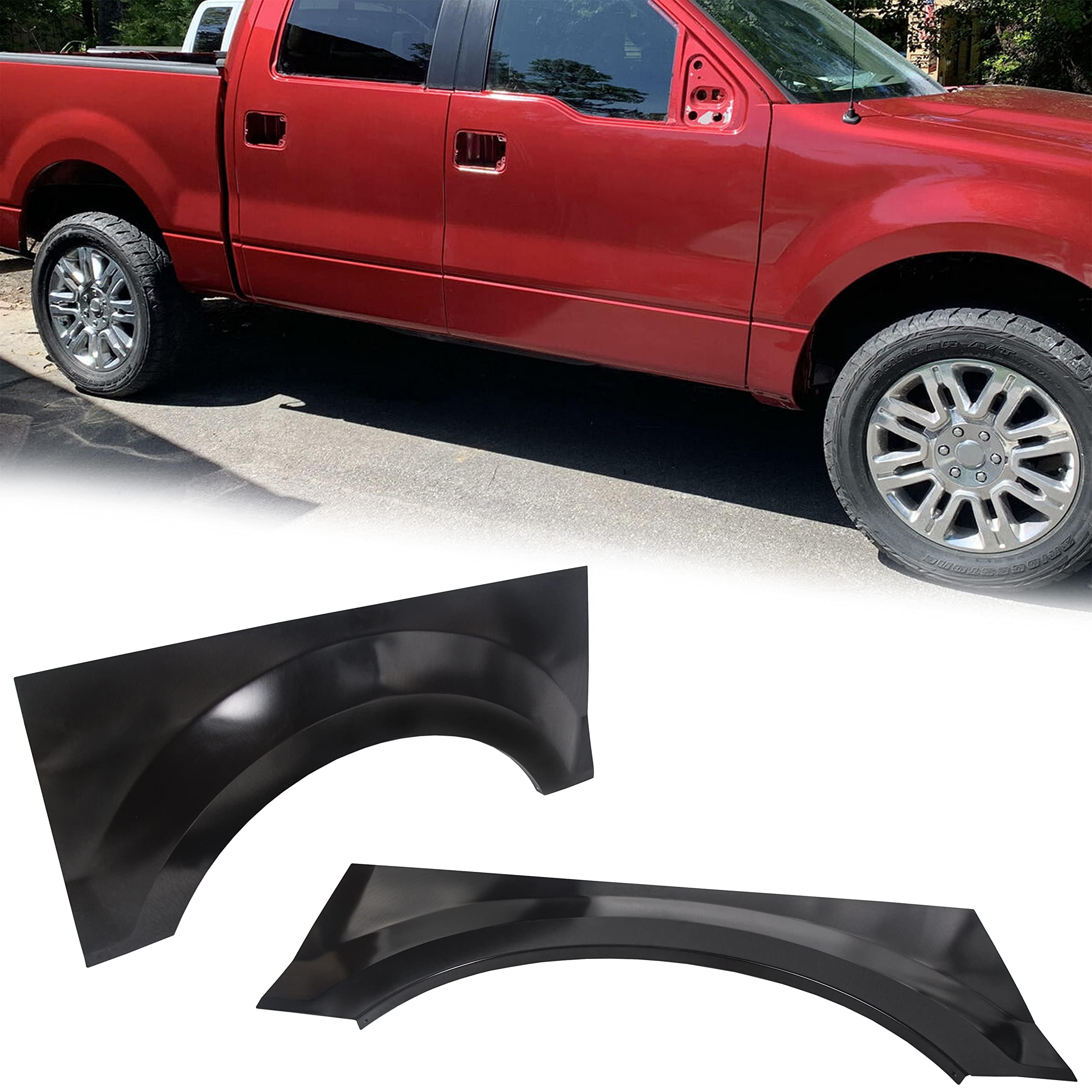 Ecotric Rear Wheel Arch Repair Panel Compatible With 2004-2008 Ford F-150 F150 Truck Pickup, Replacement Rear Upper Bed Wheel Rust Repair Patch Quarter Panel Driver & Passenger Side