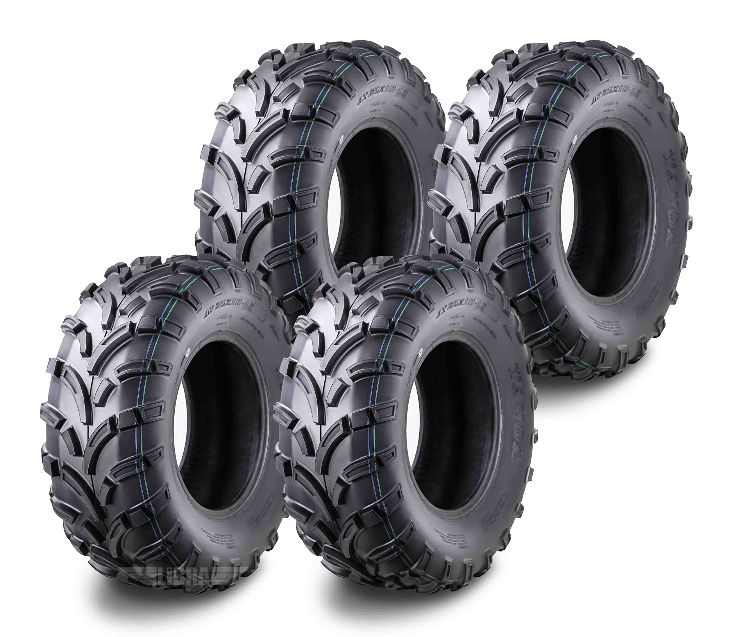 Wanda Set Of 4 Atv Utv Tires 25X10-12 25X10X12 6Pr P373 High Load Capcity Mud