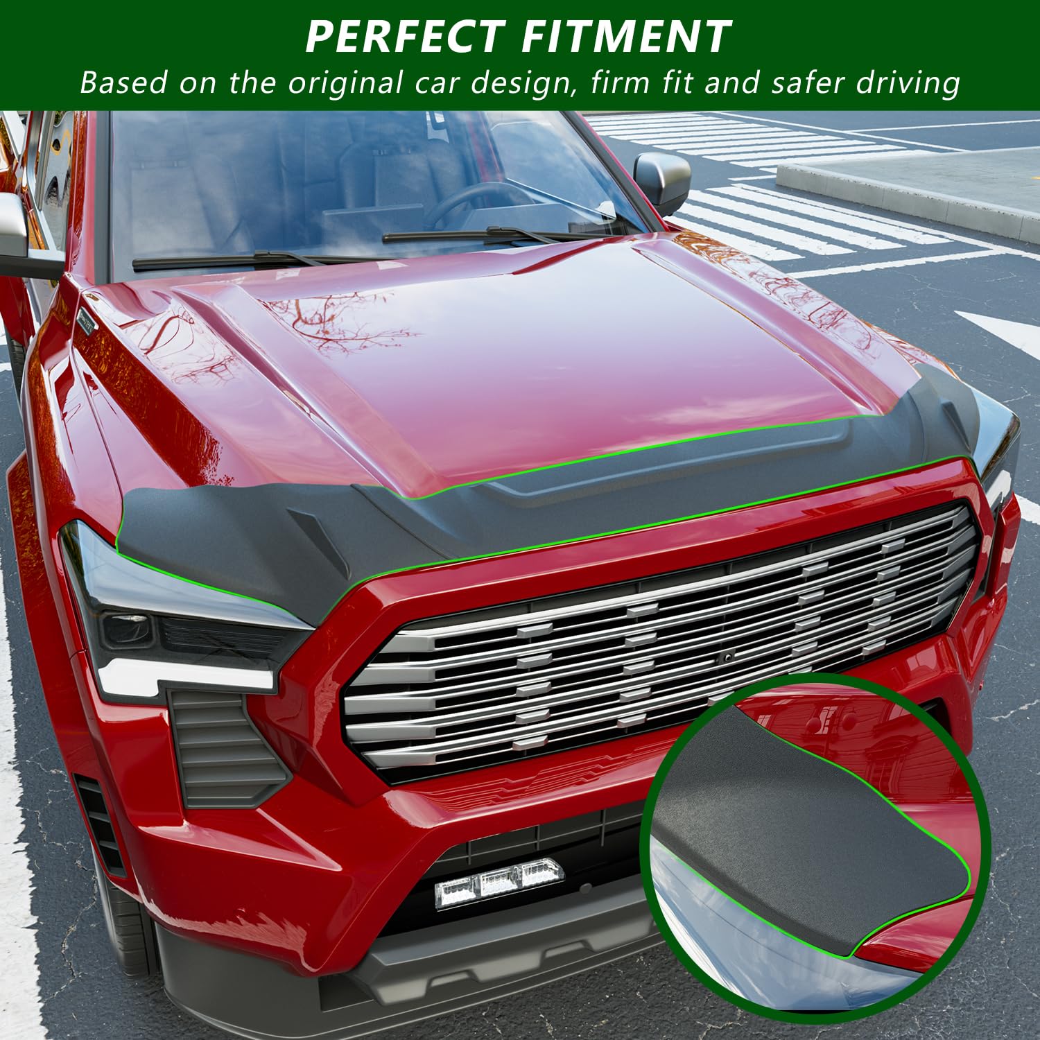 xipoqix Hood Protector Compatible with 2024-2025 Toyota Tacoma 2025 4Runner Hood Shield ABS 3Pcs Deflector Bugflector Replacemen