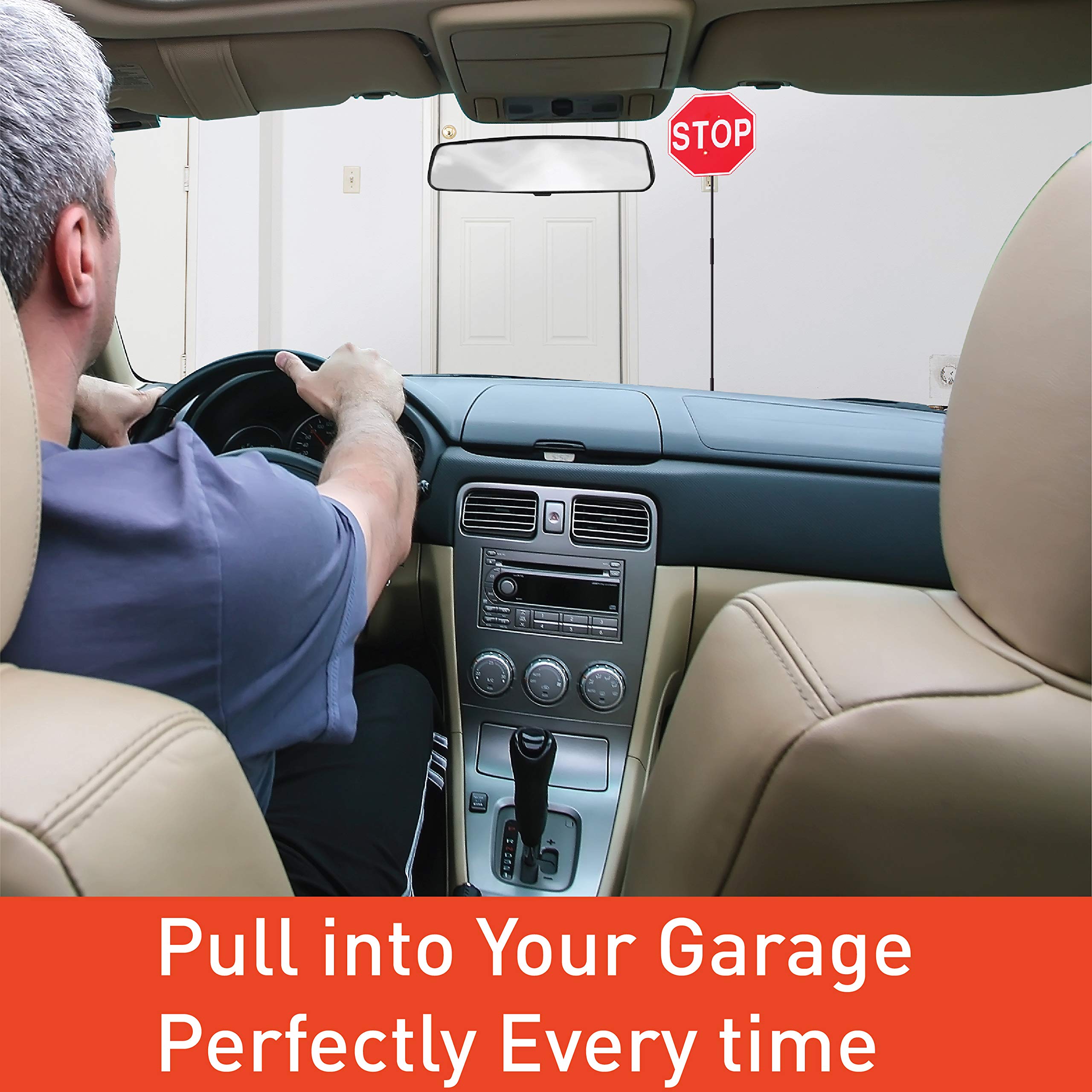 Securityman Led Stop Sign For Garage Parking Assist [Upgraded Base] - Large 7 Sign, Bright Red Leds, Adjustable Height - Garage Car Stop Indicator That Lights Up