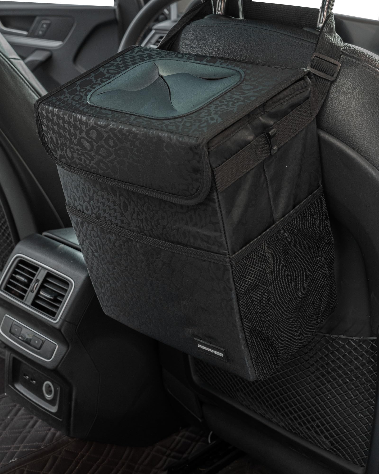 Sibofuego Sturdy 3 Gallon Car Trash Can - Ultra Large Capacity, Leak Proof, Waterproof Car Organizer And Storage With Pockets An