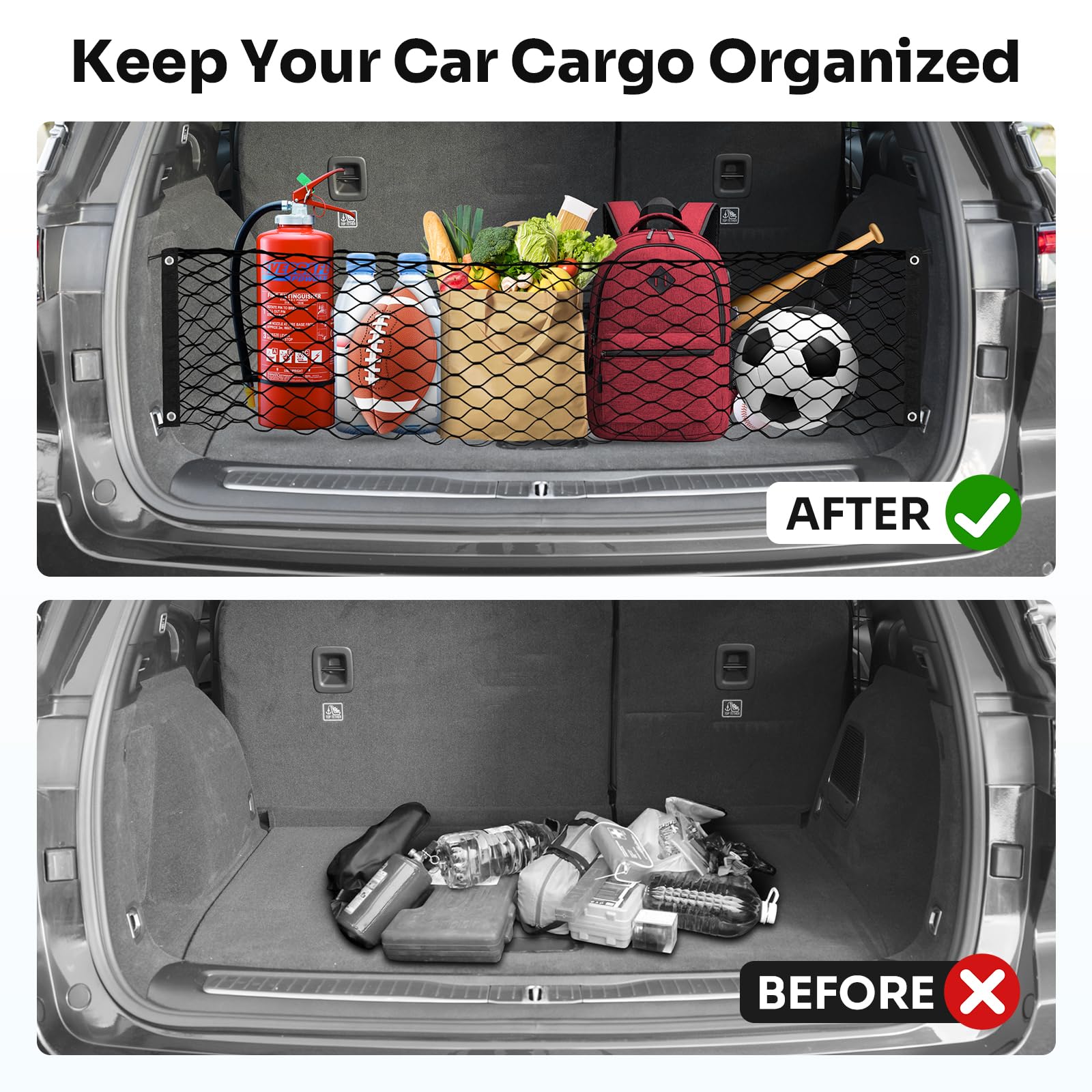 Canvcle Trunk Cargo Net for 2021-2025 Jeep Grand Cherokee L (7 Seats) Accessories Envelope Style Mesh Trunk Net Organizer and St