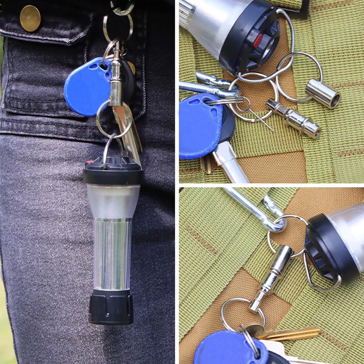 Ronyoung 11Pcs Quick Release Keychain Detachable Pull Apart Key Rings Heavy Duty Dual Split Snap Lock Holder Silver Double Sprin