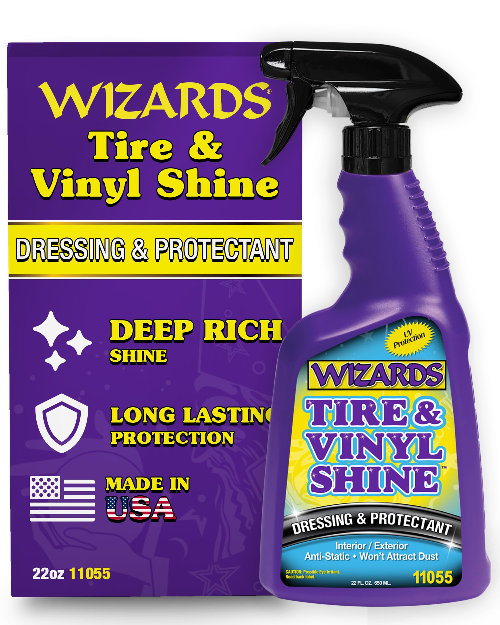 Wizards Tire And Wheel Vinyl Shine - Dressing And Protectant Spray - Professional Automotive Detailing Spray Bottle Refill - Cle