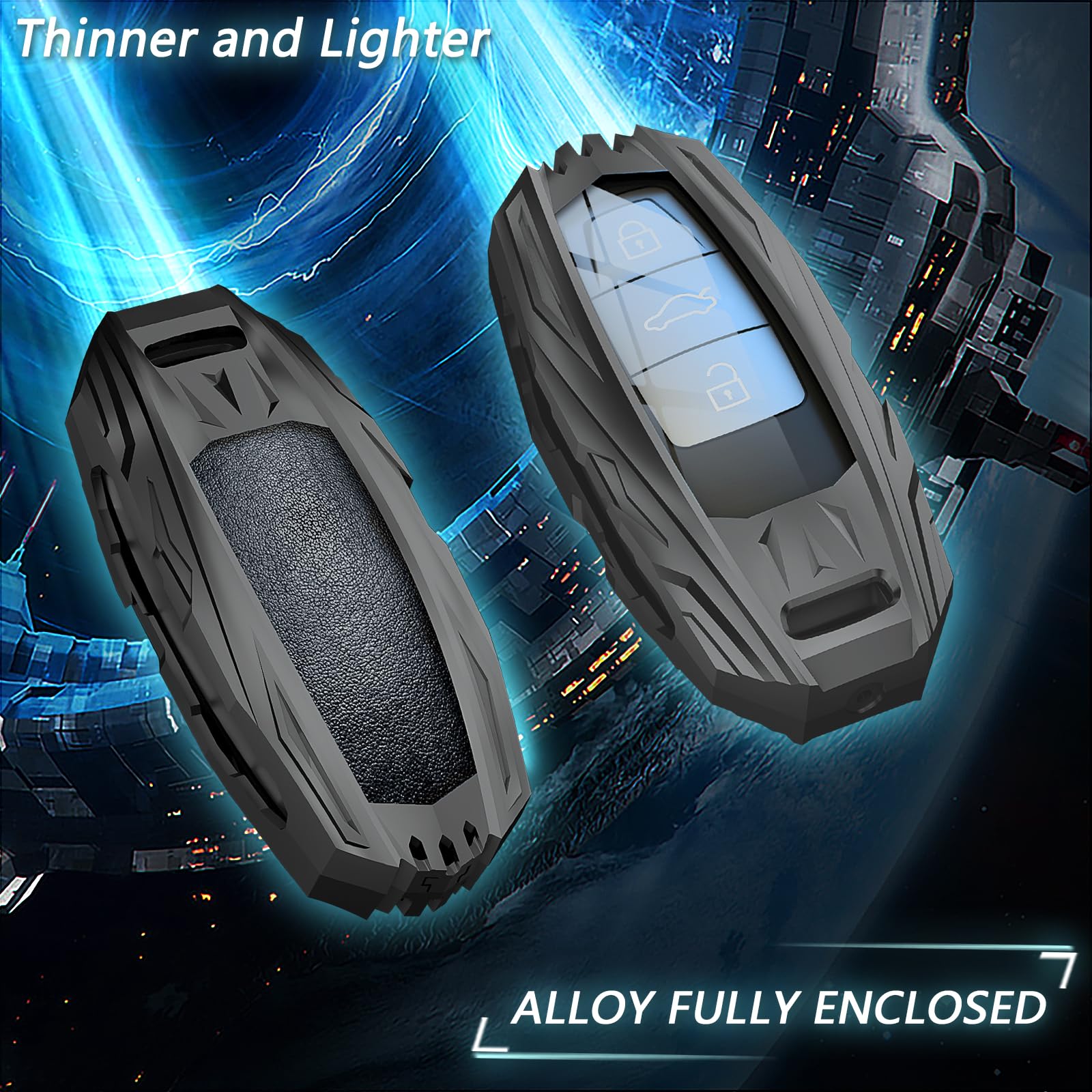 Ocezbiis For Audi Key Fob Cover,Keychain,Zinc Alloy Protection Car Key Case Compatible With 2019-2023 A3 A6 A6L A7 E-Tron A8 Q8