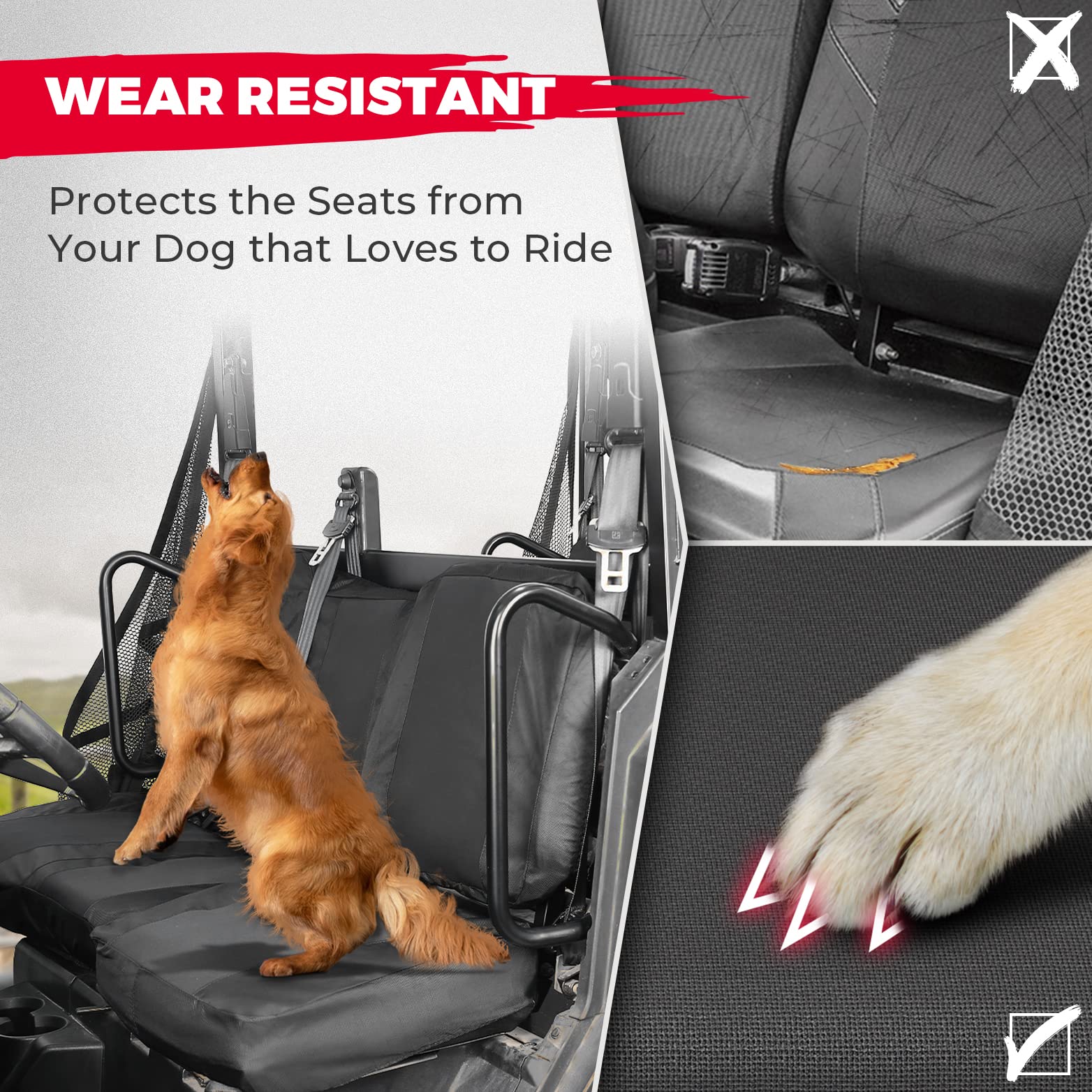 Kemimoto 1680D Crew Seat Covers Compatible With Ranger Crew Xp 1000, Utv Seat Cover Set With Headrest Cover Compatible With 2020-2023 Polaris Ranger Crew 1000 Premium, 2017-2021 Ranger Crew Xp 1000