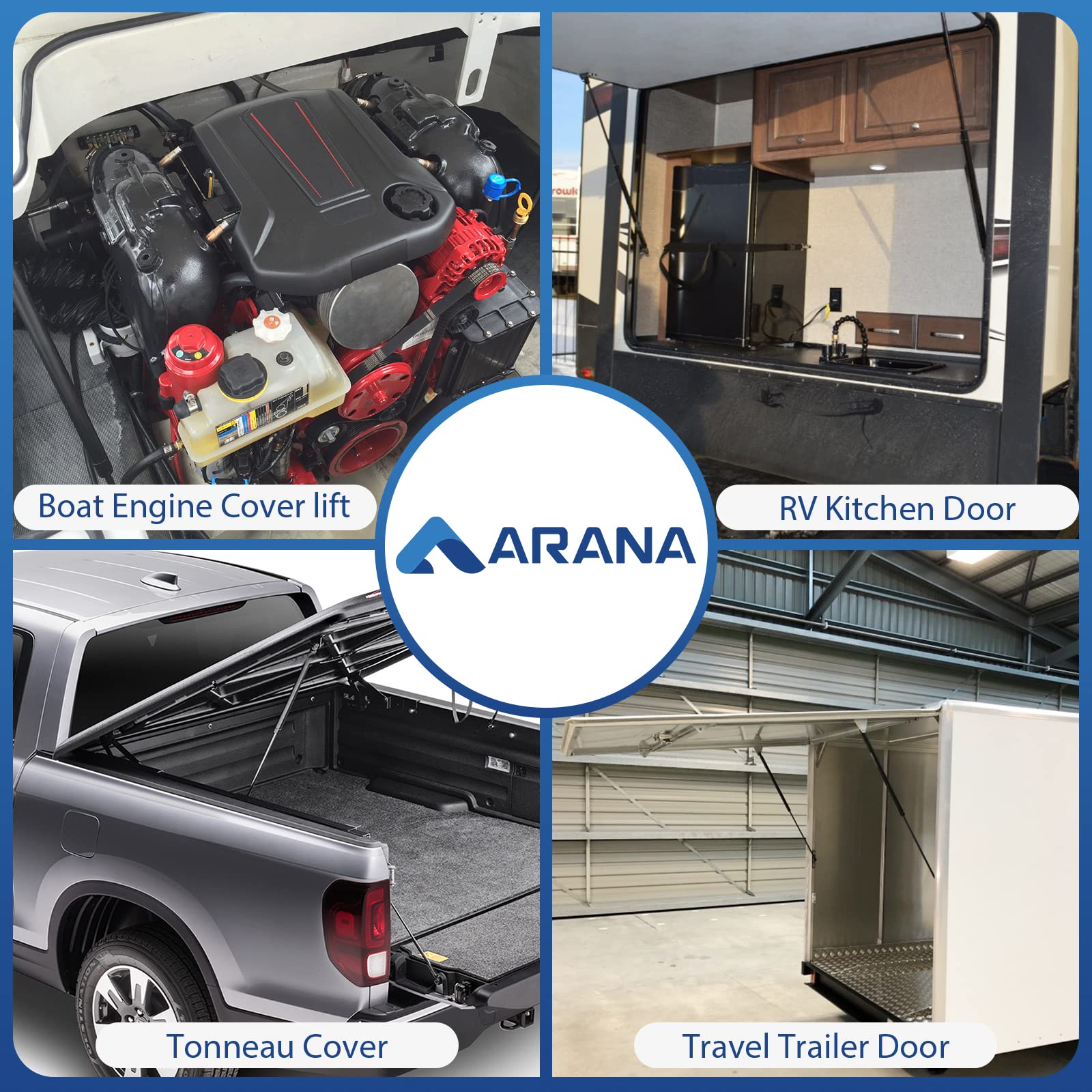 Arana C1624797 26 Inch 85 Lb Gas Struts Spring Shocks 26 Inch 85Lb Lift Support For Boat Engine Cover Lift Rv Kitchen Door Tonne